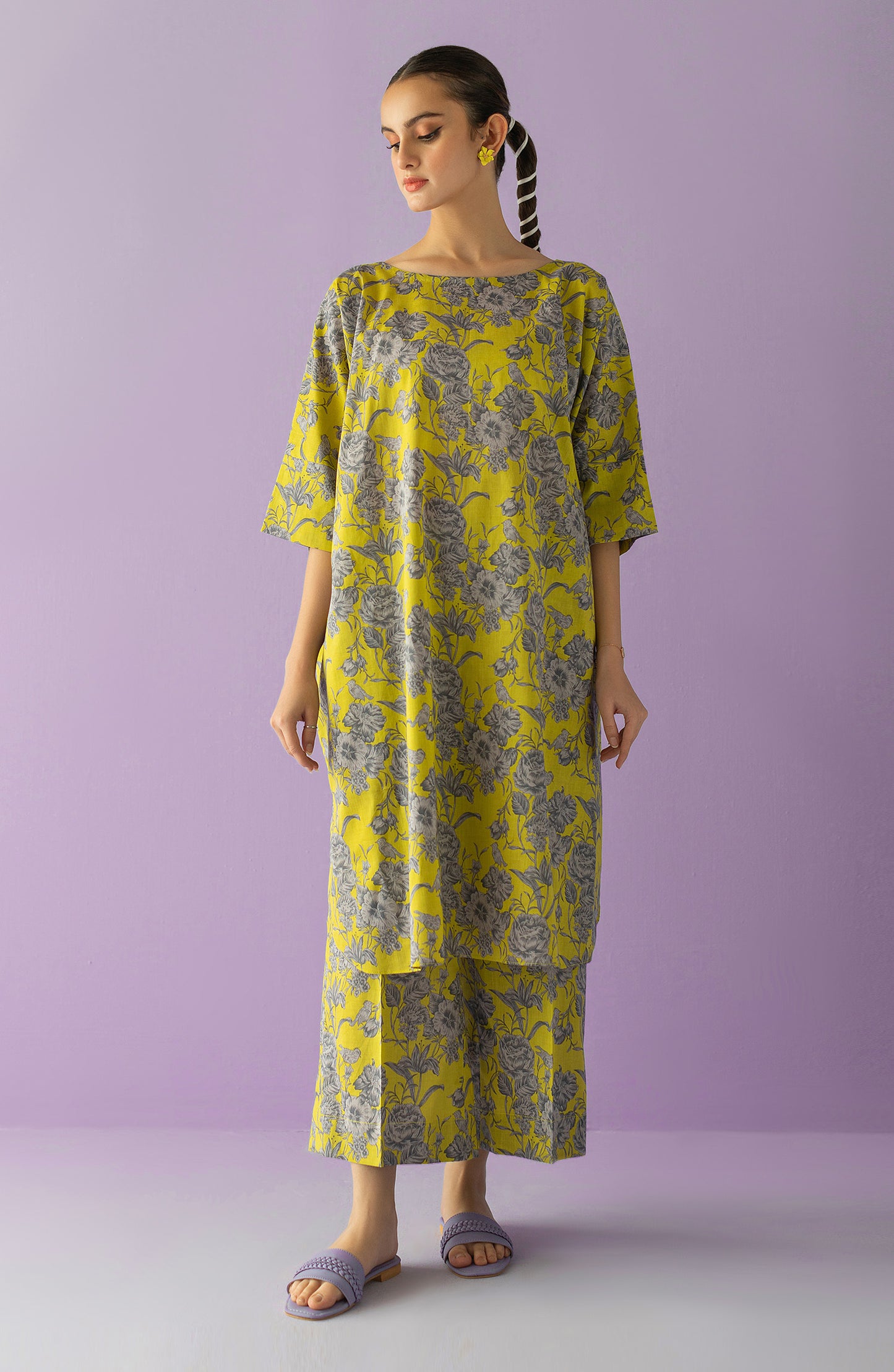 NRDS-23-027/U YELLOW LAWN  UNSTITCHED SHIRT PANTS