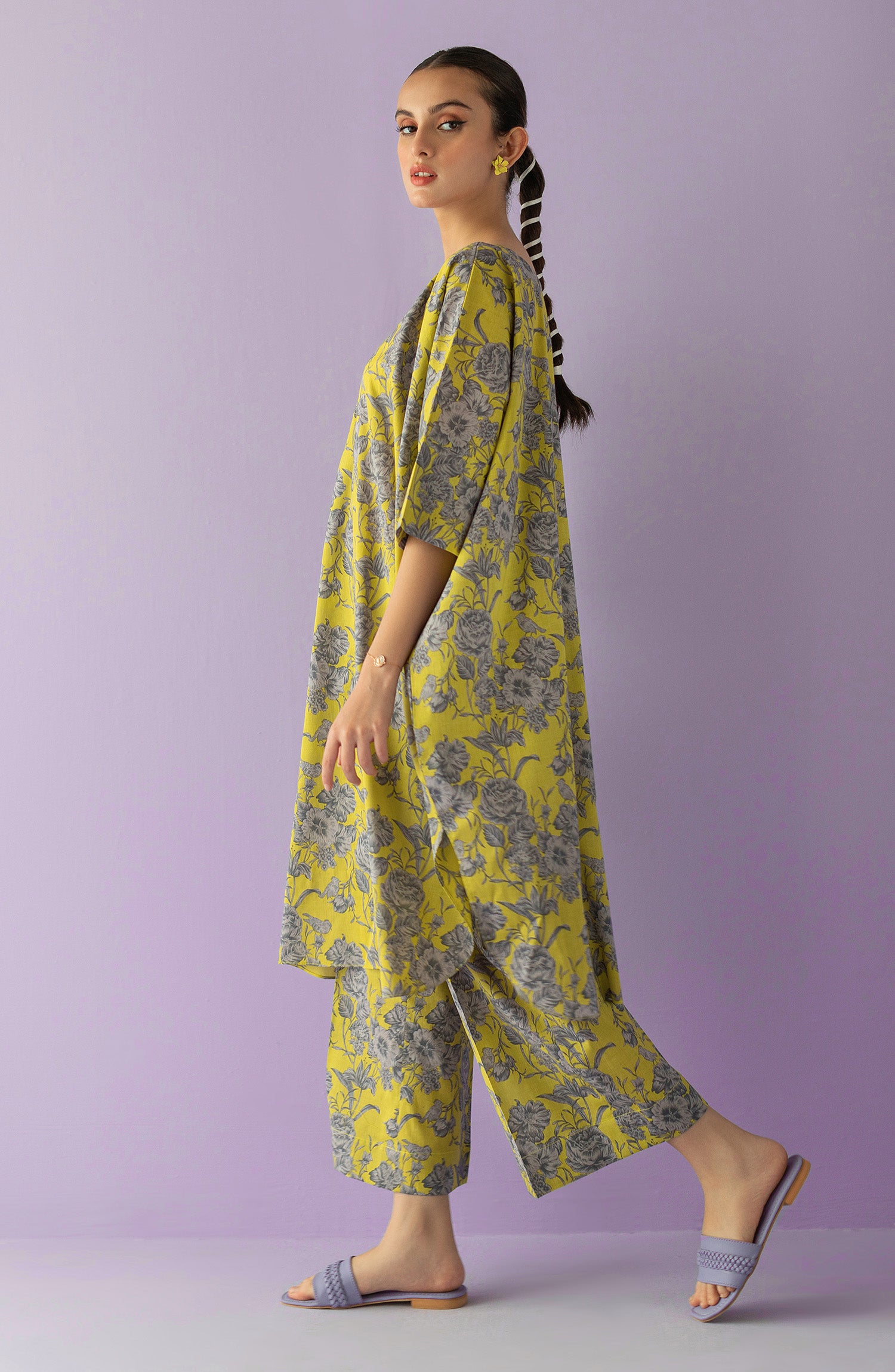 NRDS-23-027/U YELLOW LAWN  UNSTITCHED SHIRT PANTS