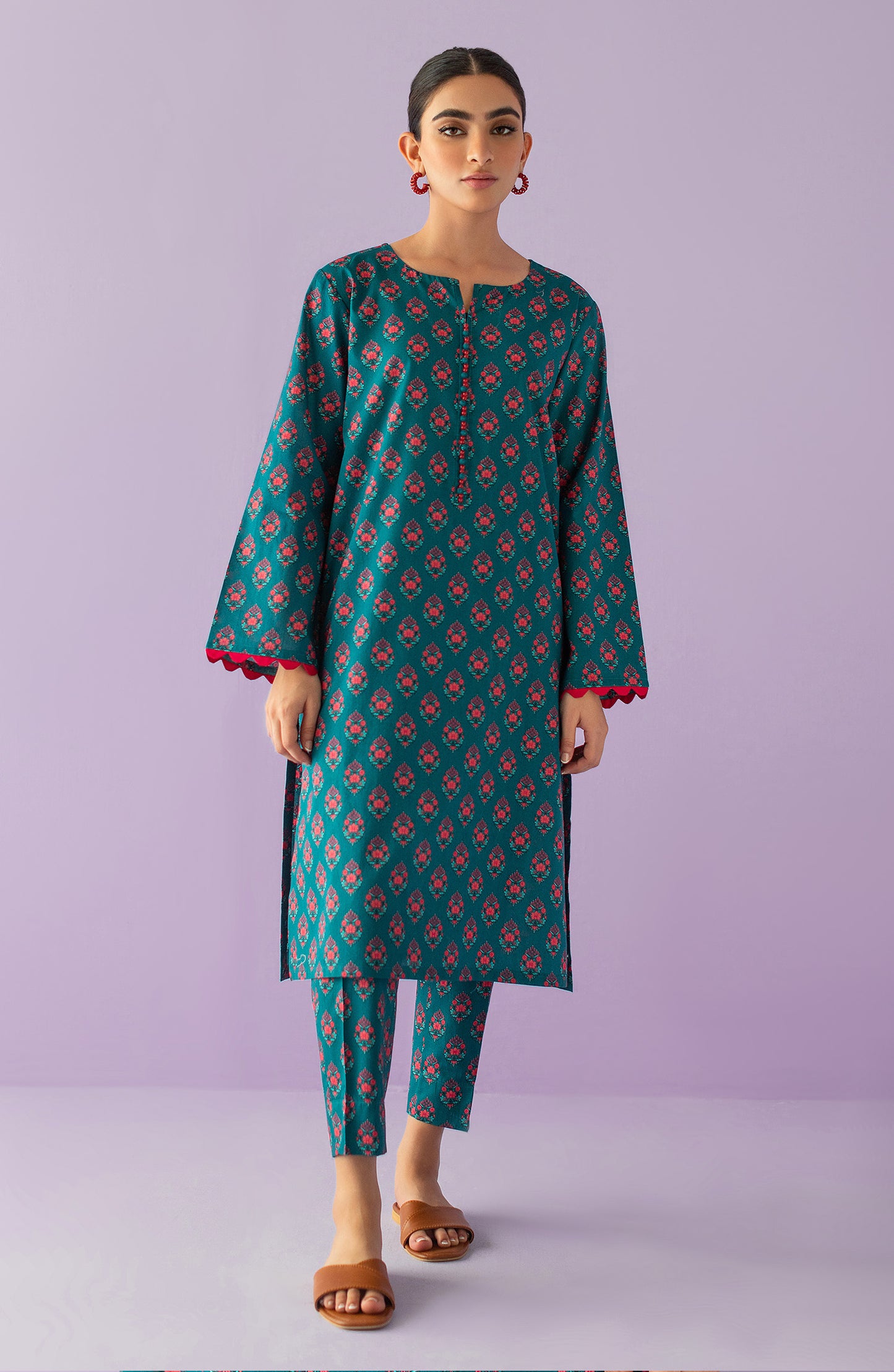 NRDS-23-023/U TEAL LAWN  UNSTITCHED SHIRT PANTS