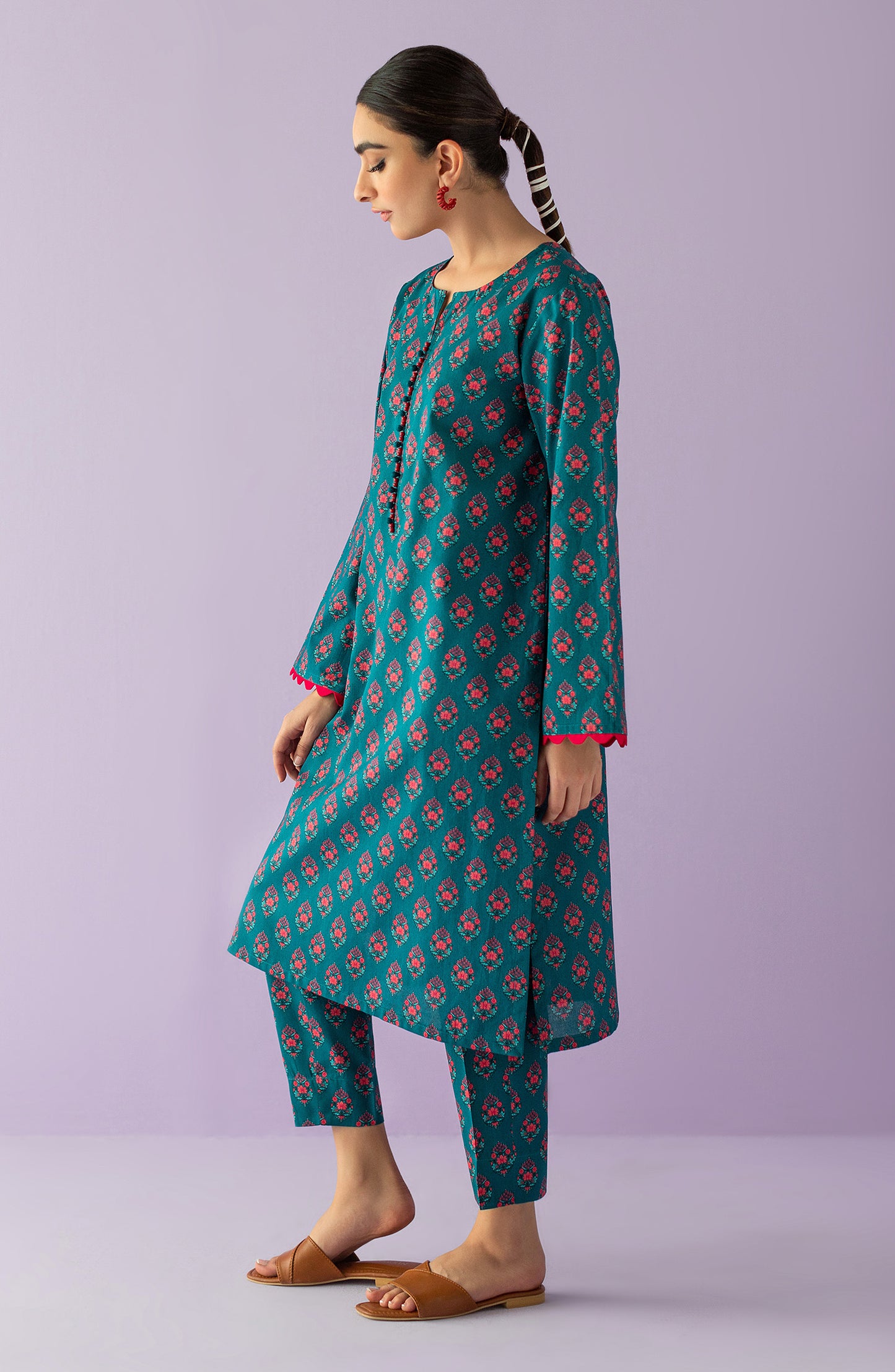 NRDS-23-023/U TEAL LAWN  UNSTITCHED SHIRT PANTS
