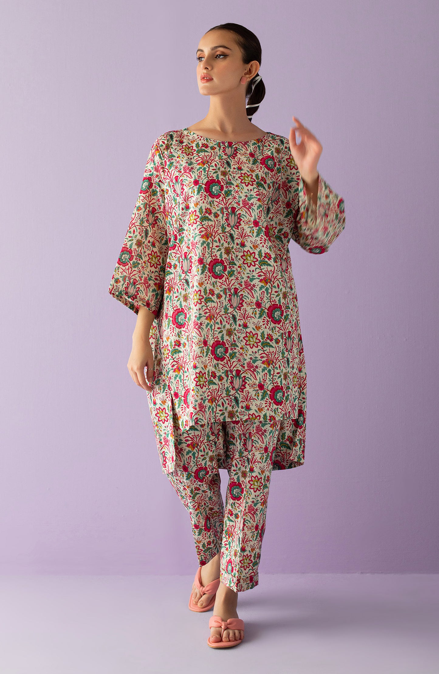 NRDS-23-029/S BEIGE LAWN  READY TO WEAR SHIRT PANTS