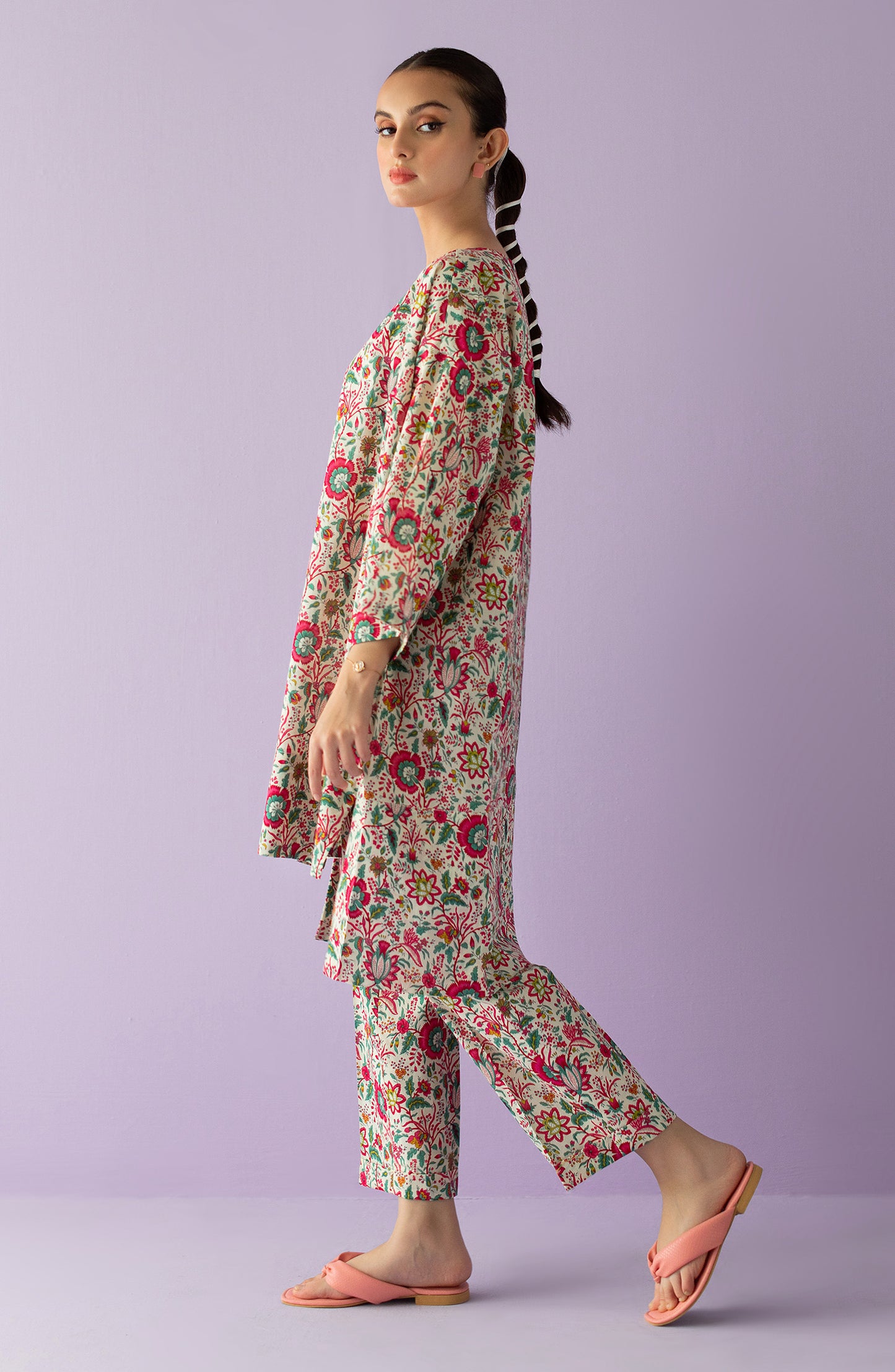 NRDS-23-029/U BEIGE LAWN  UNSTITCHED SHIRT PANTS