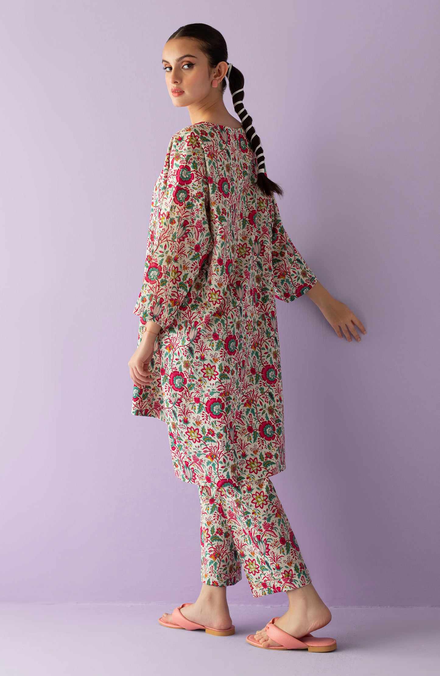 NRDS-23-029/S BEIGE LAWN  READY TO WEAR SHIRT PANTS
