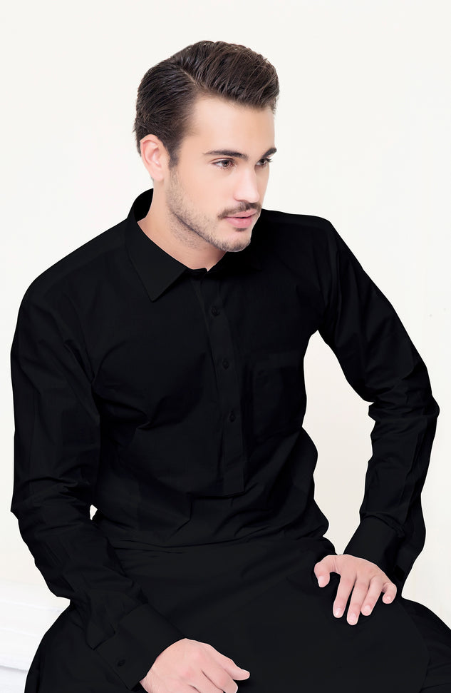 OMM-22-006/S BLACK PREMIUM COTTON  READY TO WEAR KAMEEZ SHALWAR
