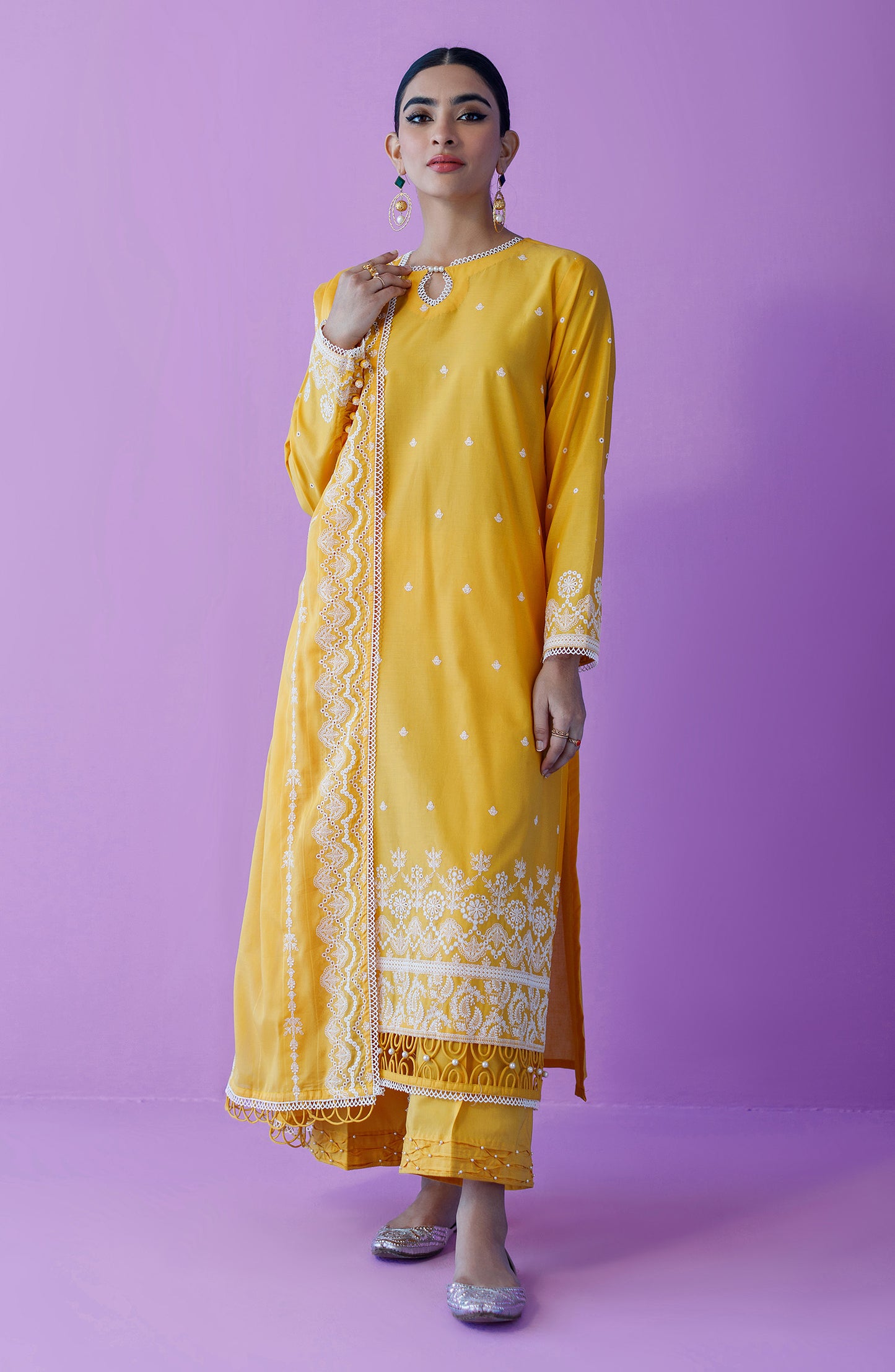 OTLF-23-016/U YELLOW LAWN  UNSTITCHED SHIRT DUPATTA PANTS