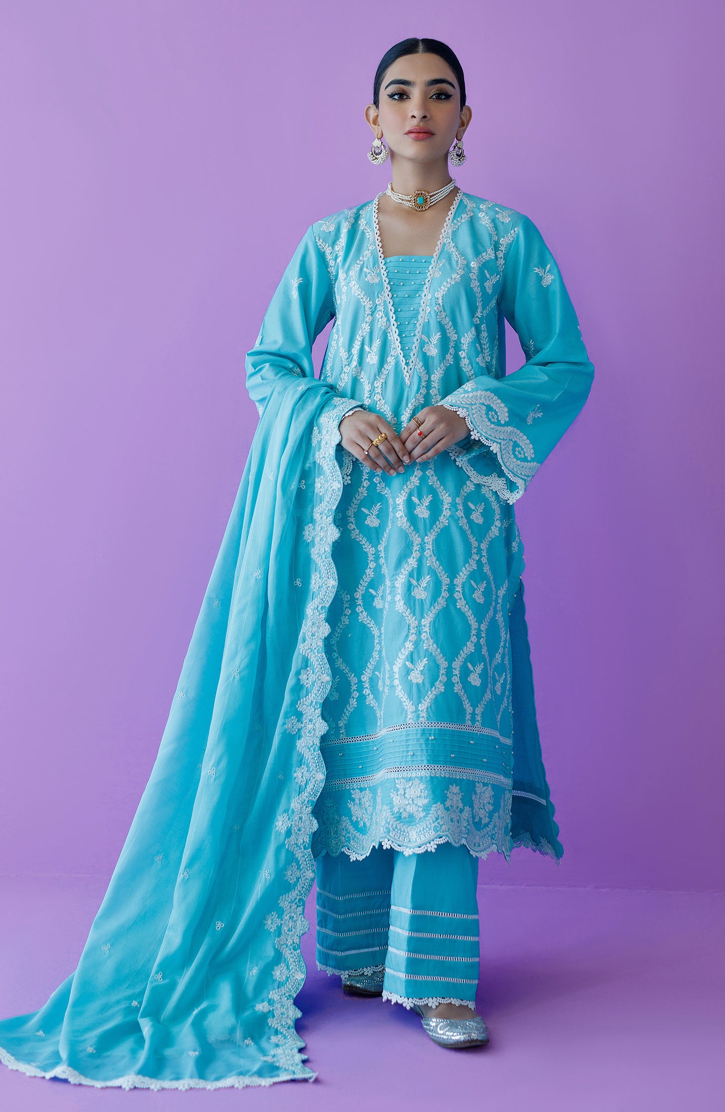 OTLF-23-011/U SKY BLUE LAWN  UNSTITCHED SHIRT DUPATTA PANTS