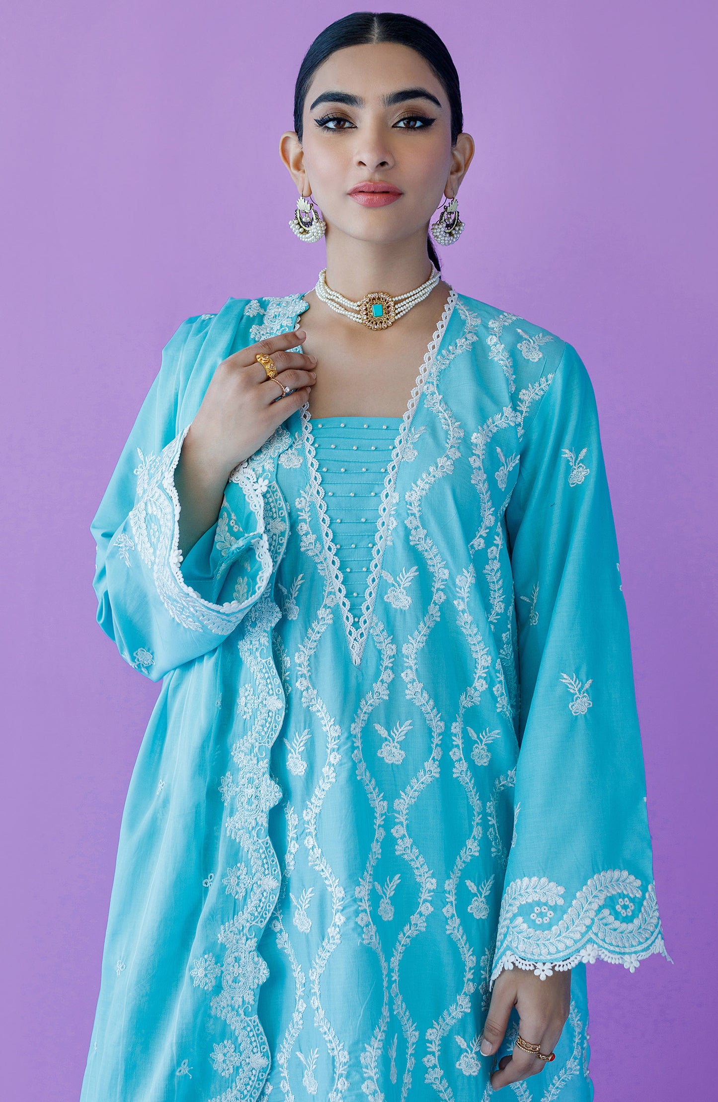 OTLF-23-011/U SKY BLUE LAWN  UNSTITCHED SHIRT DUPATTA PANTS