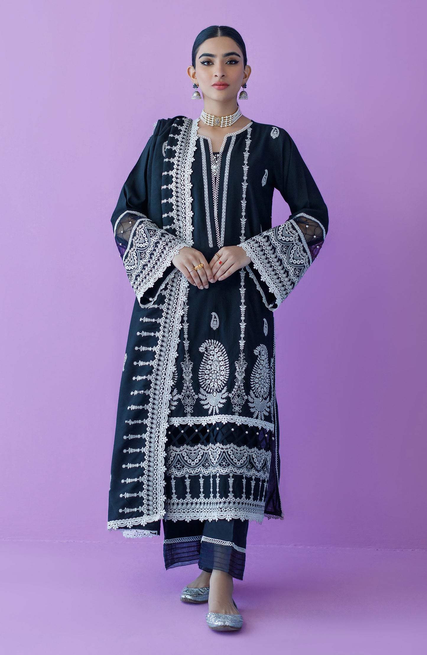 OTLF-23-009/U BLACK LAWN  UNSTITCHED SHIRT DUPATTA PANTS