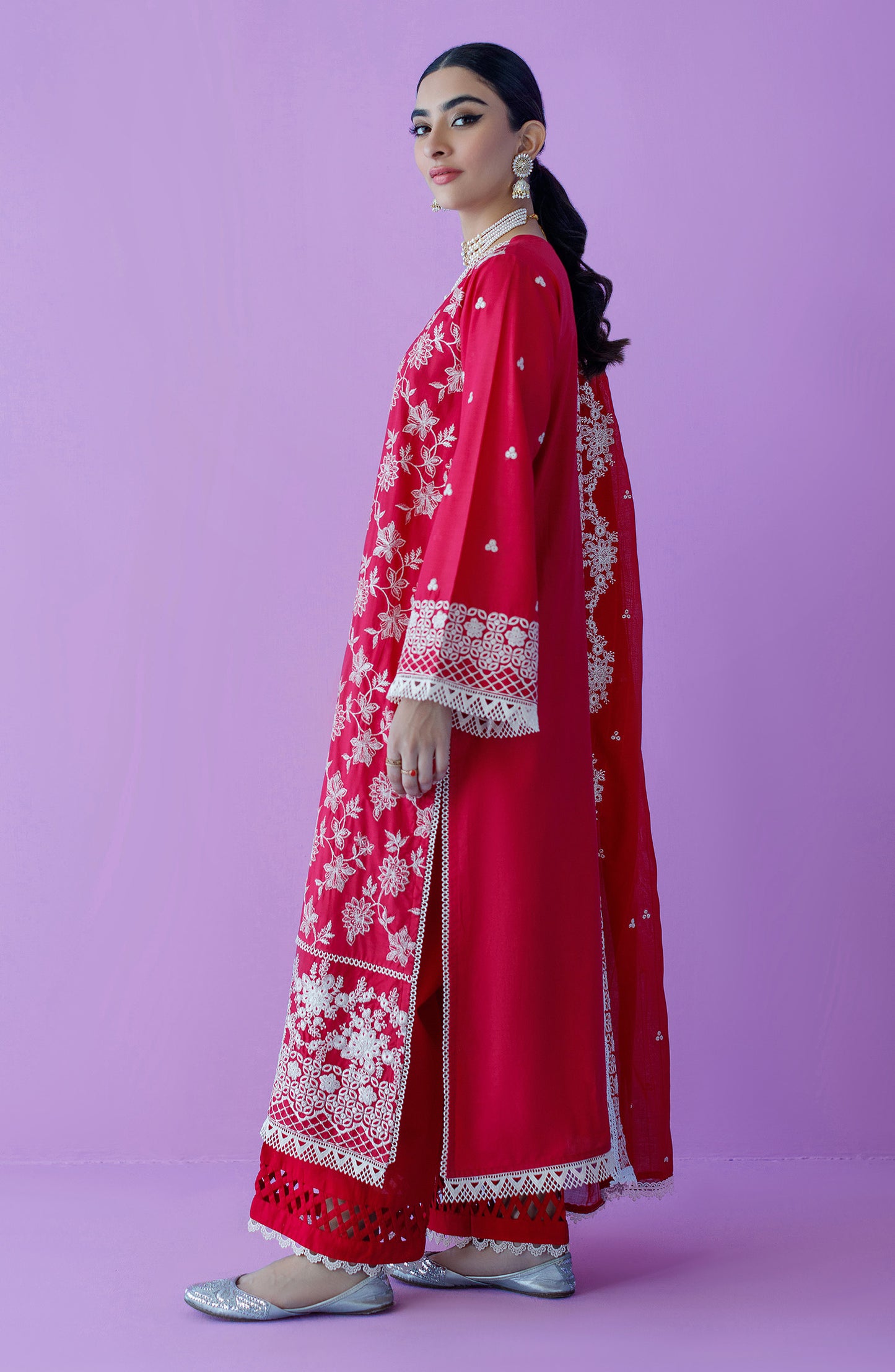 OTLF-23-010/U RED LAWN  UNSTITCHED SHIRT DUPATTA PANTS
