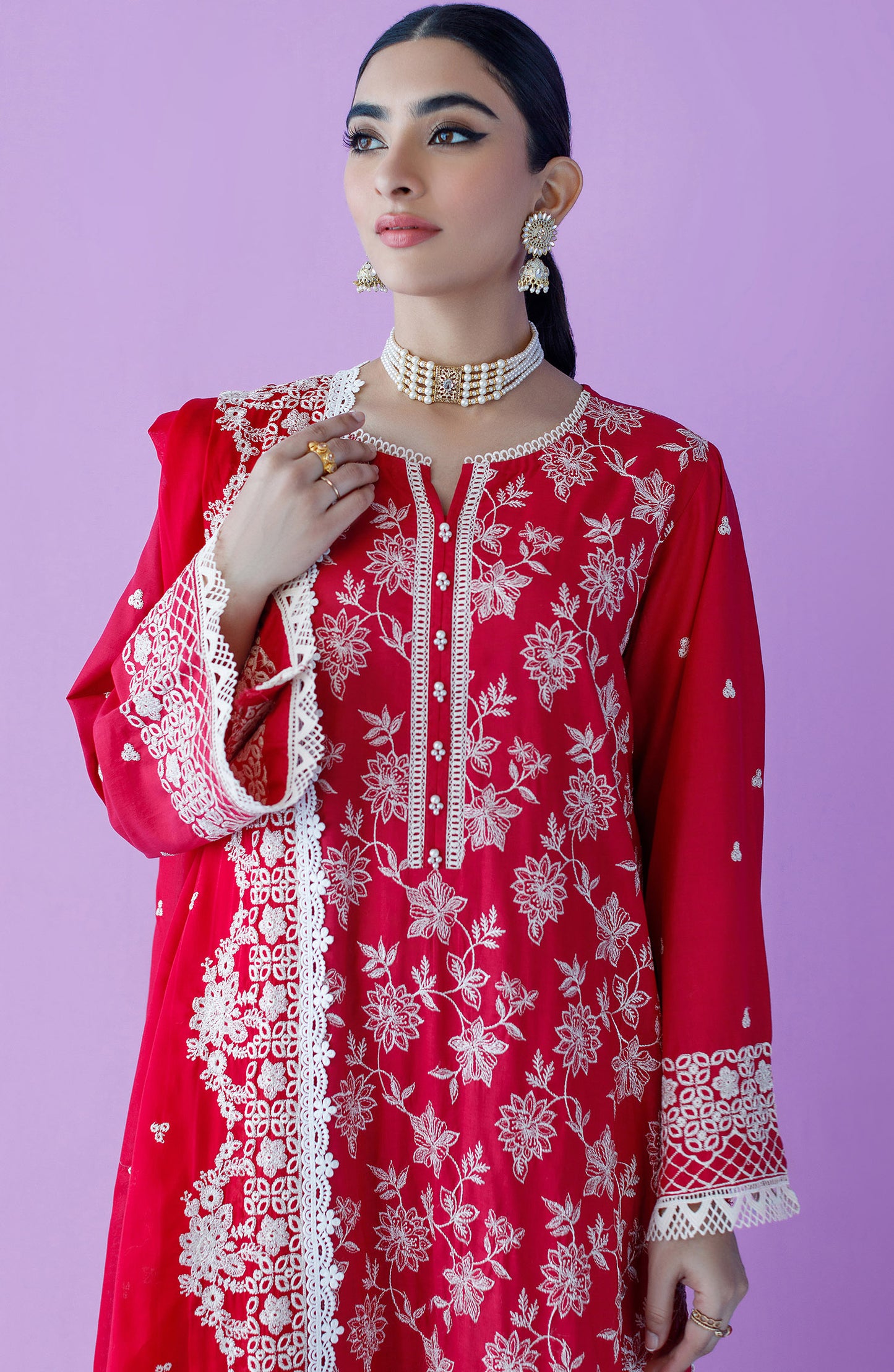 OTLF-23-010/U RED LAWN  UNSTITCHED SHIRT DUPATTA PANTS