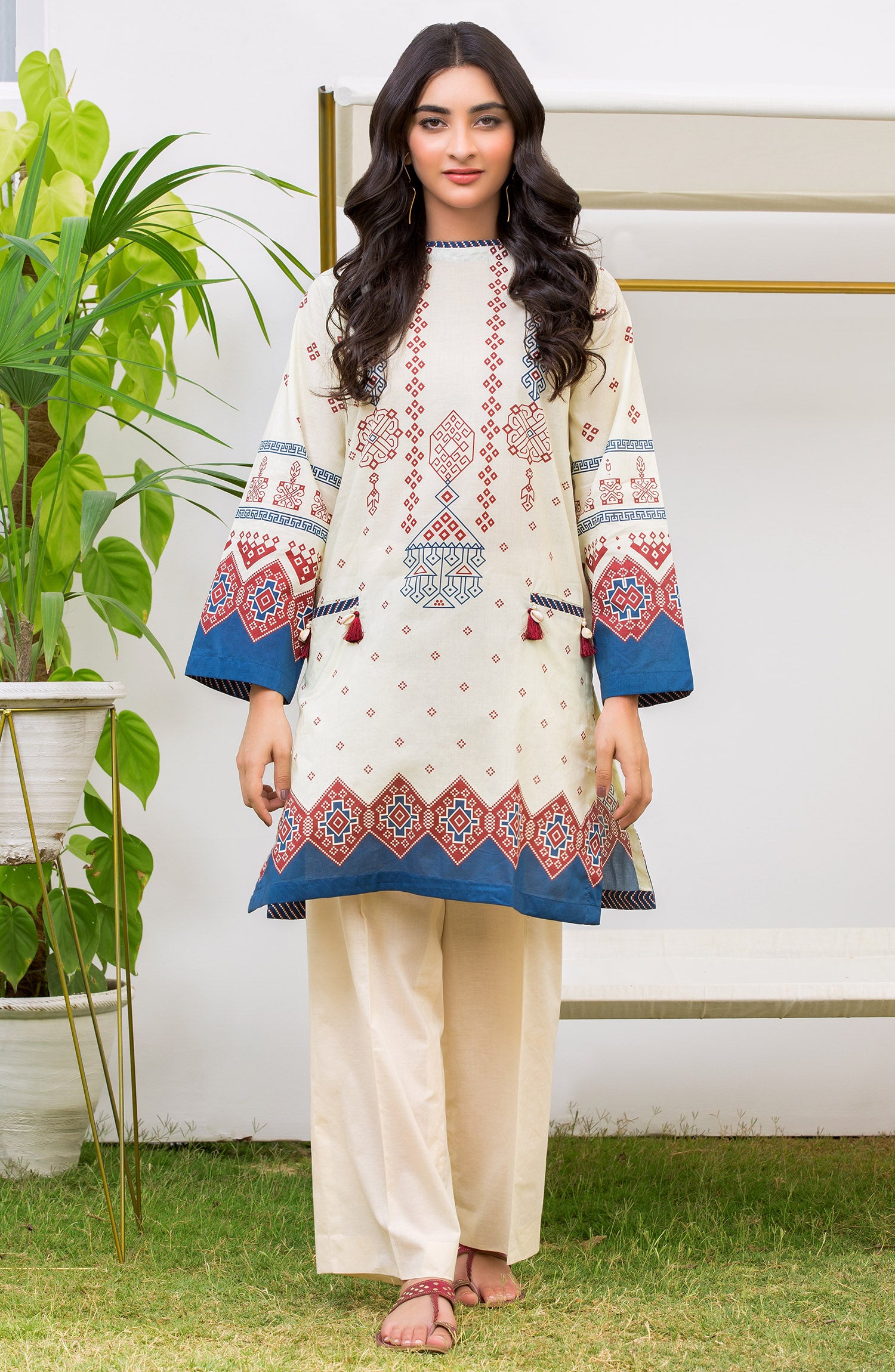 Stitched 1 Piece Printed Lawn Shirt (NRD-375/S CREME)