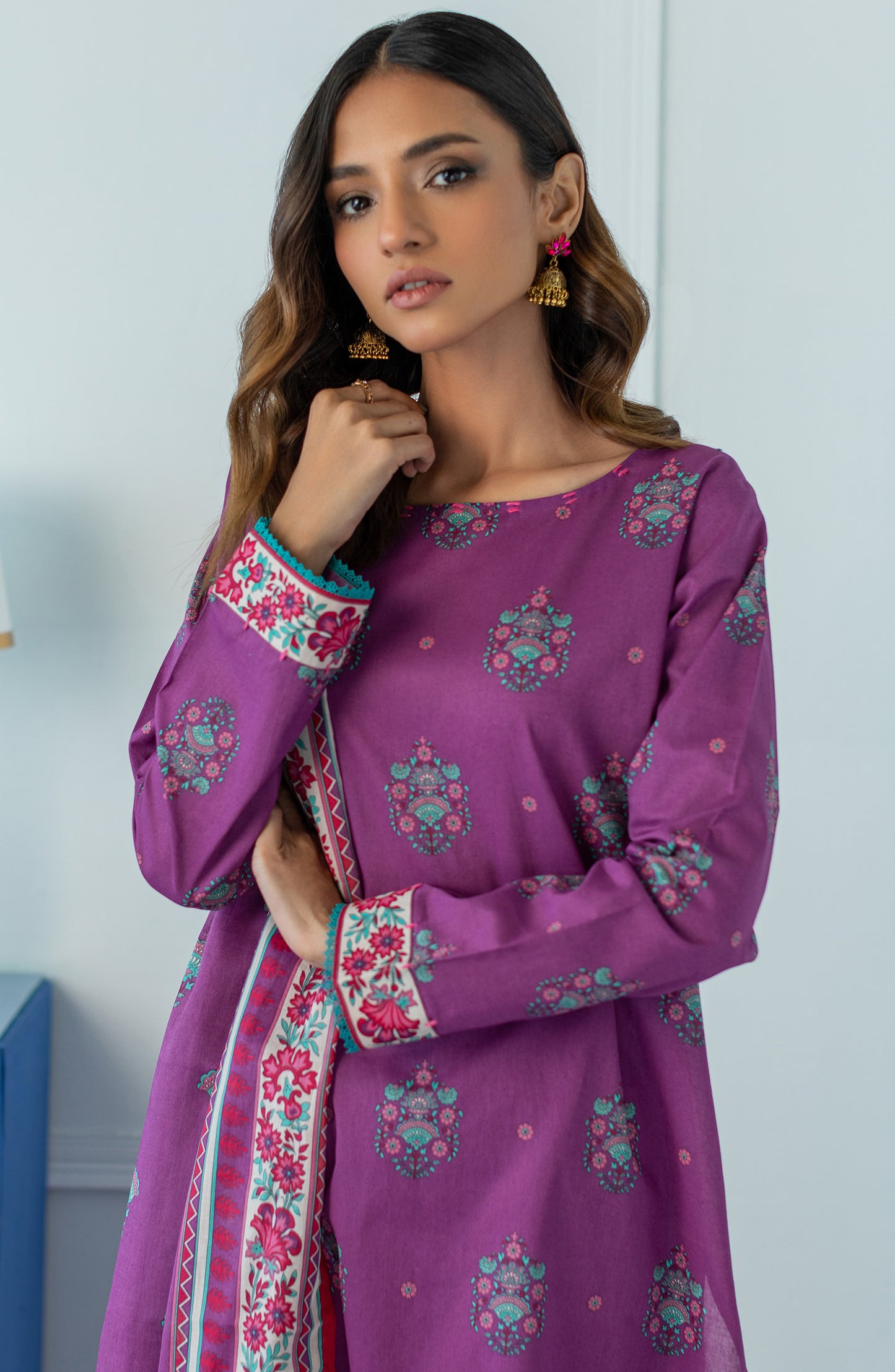 OTL-23-066/U PURPLE LAWN  UNSTITCHED SHIRT DUPATTA PANTS