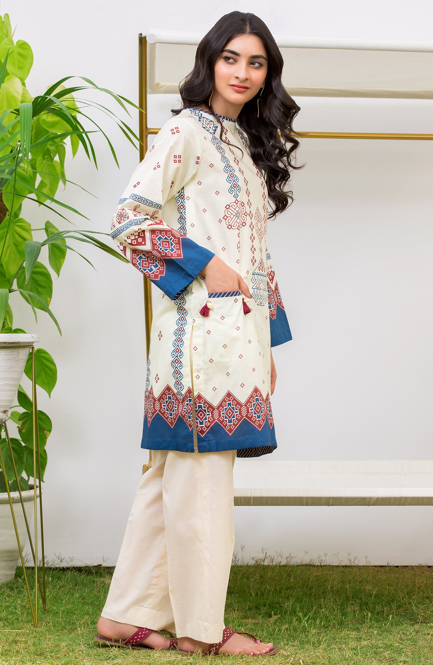 Stitched 1 Piece Printed Lawn Shirt (NRD-375/S CREME)