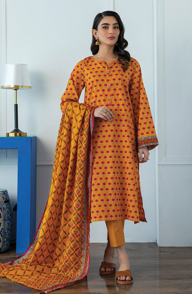 OTL-23-096/U YELLOW LAWN  UNSTITCHED SHIRT DUPATTA PANTS