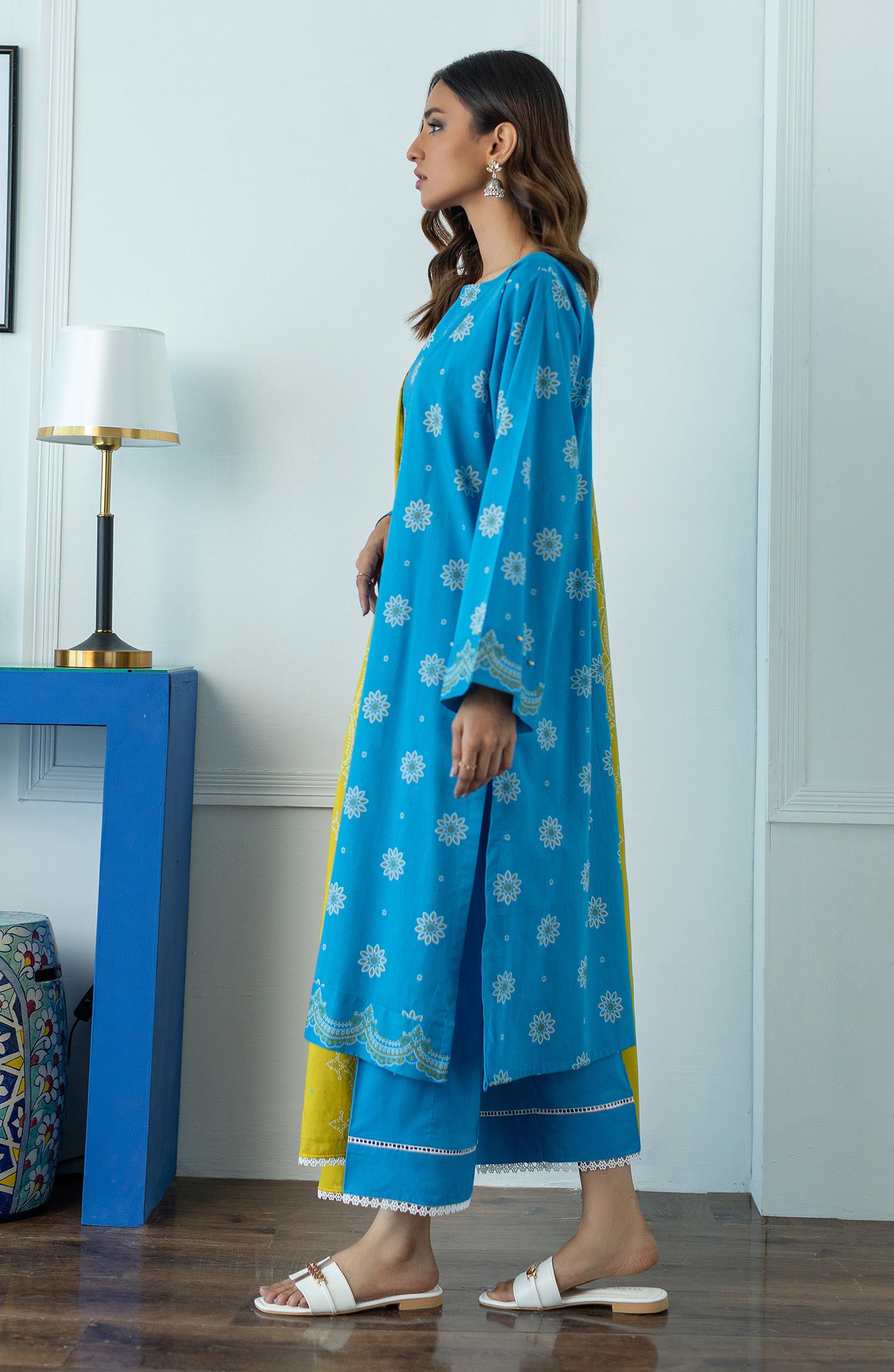 OTL-23-024/U BLUE LAWN  UNSTITCHED SHIRT DUPATTA PANTS