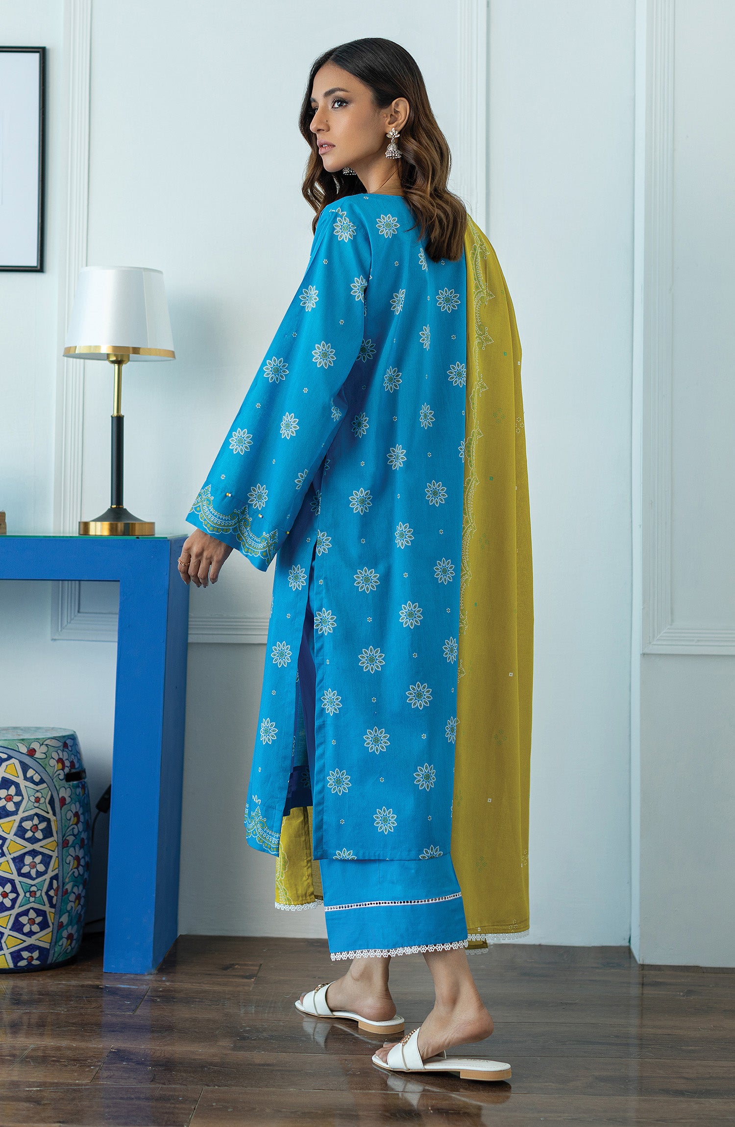 OTL-23-024/U BLUE LAWN  UNSTITCHED SHIRT DUPATTA PANTS
