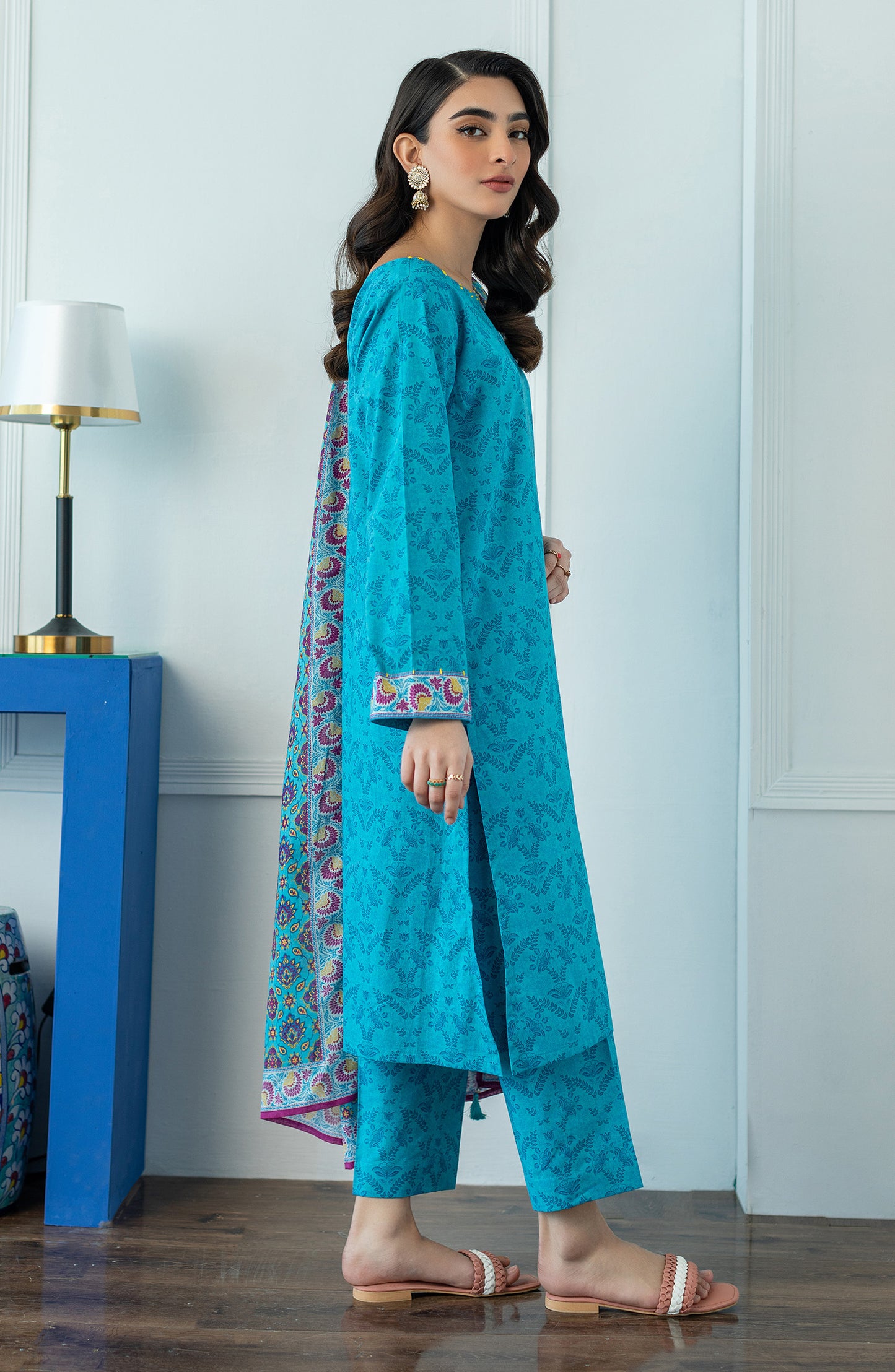 OTL-23-087/S TURQUOISE LAWN  READY TO WEAR SHIRT DUPATTA PANTS