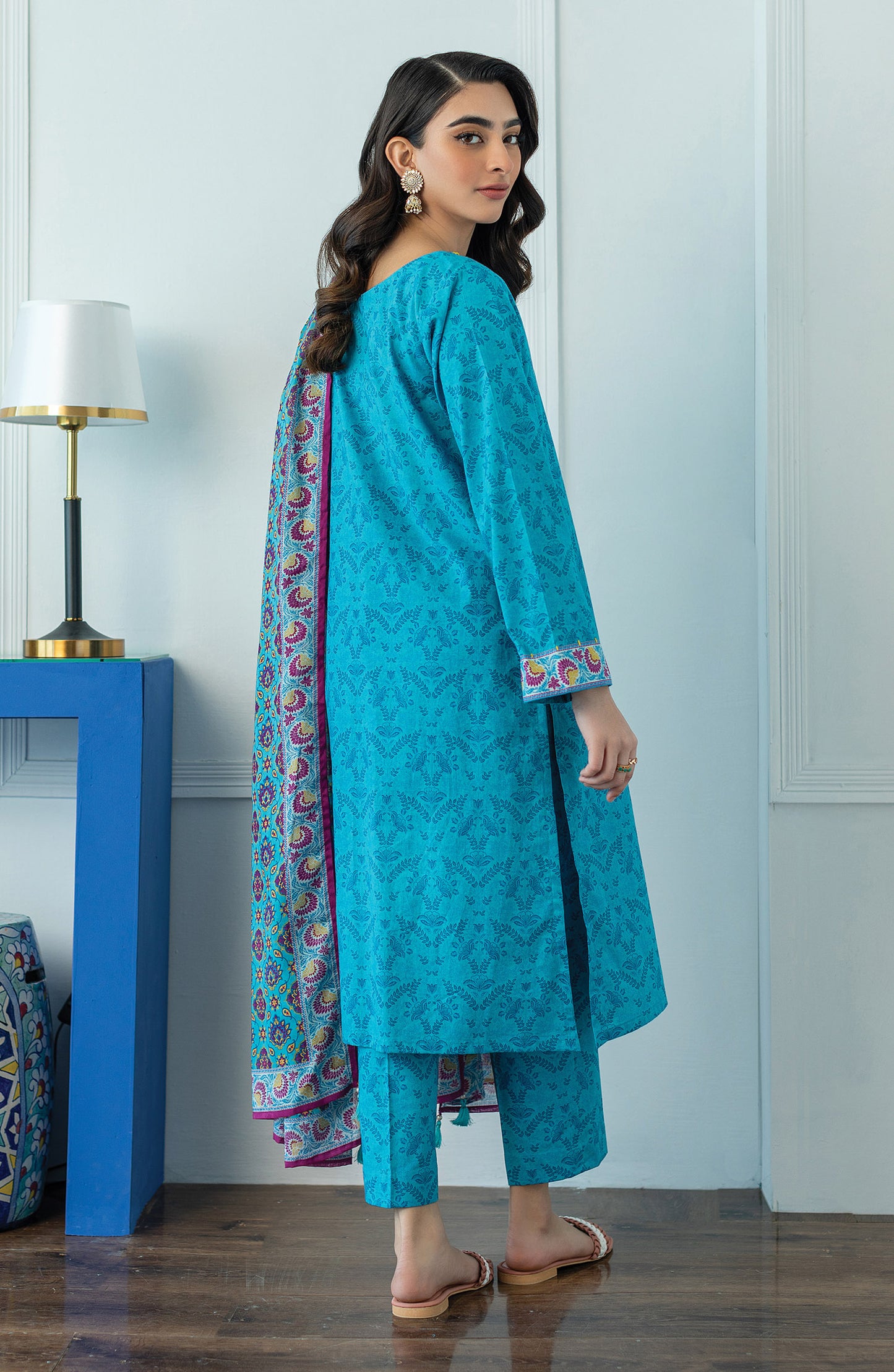 OTL-23-087/S TURQUOISE LAWN  READY TO WEAR SHIRT DUPATTA PANTS