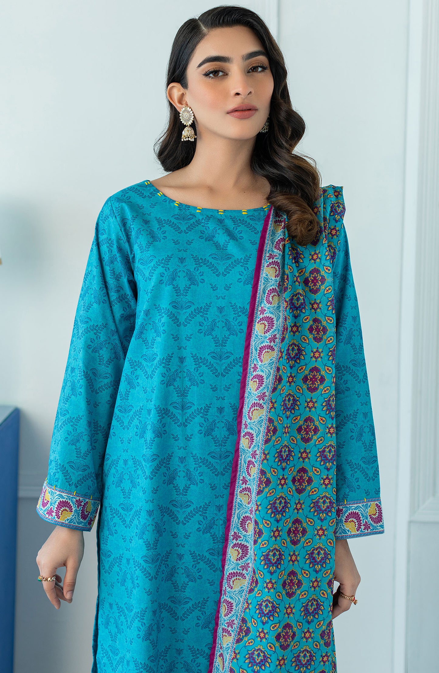 OTL-23-087/S TURQUOISE LAWN  READY TO WEAR SHIRT DUPATTA PANTS