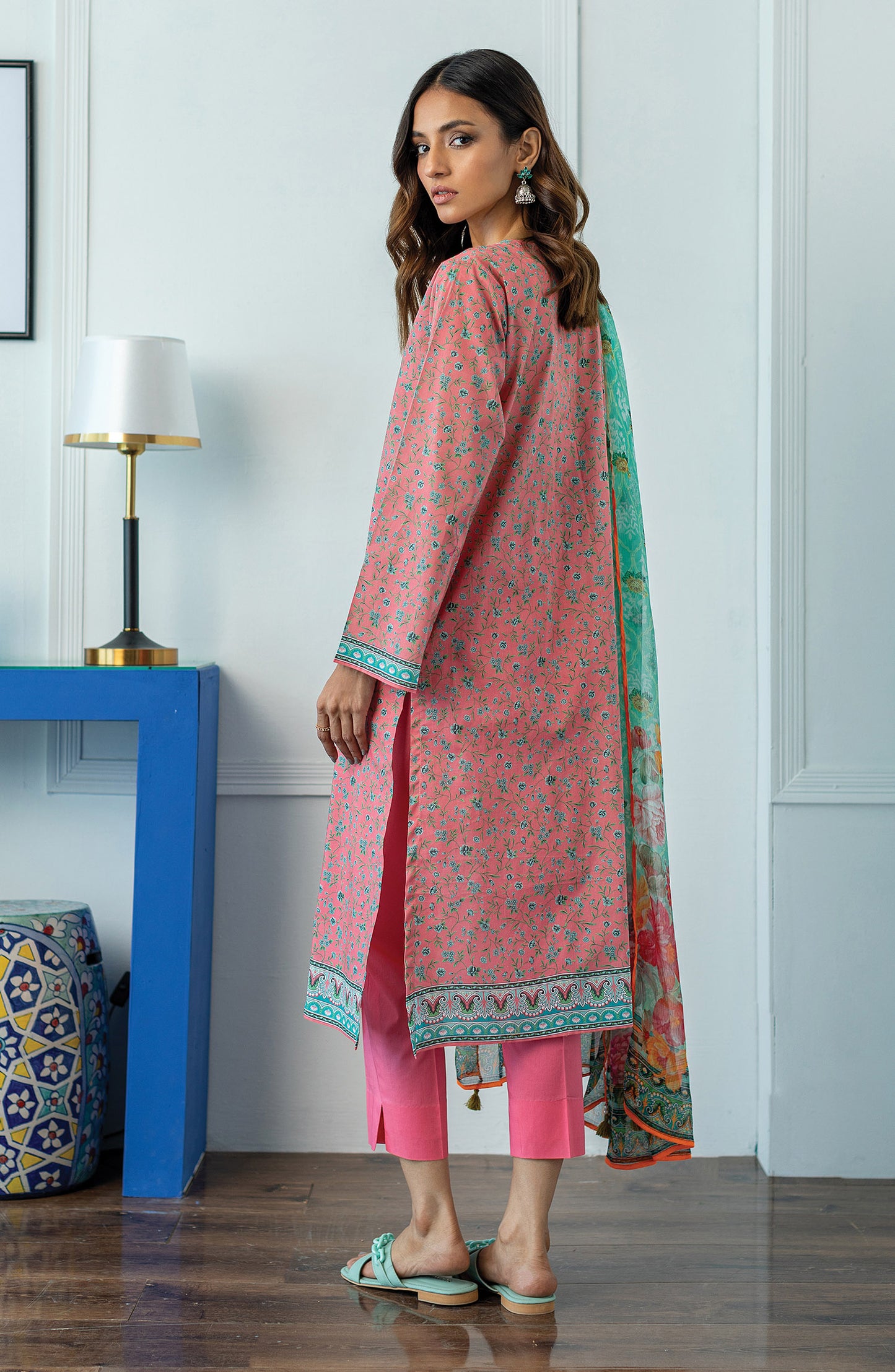 OTL-23-030/U PINK LAWN  UNSTITCHED SHIRT DUPATTA PANTS