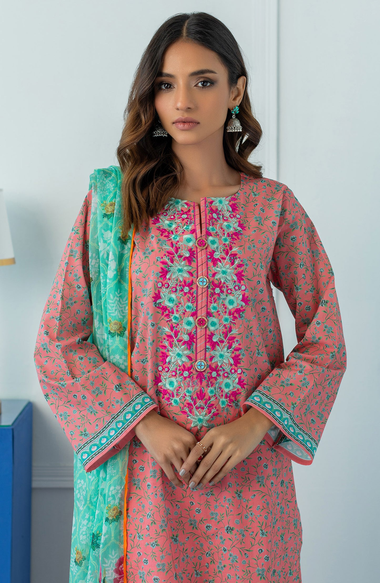 OTL-23-030/U PINK LAWN  UNSTITCHED SHIRT DUPATTA PANTS