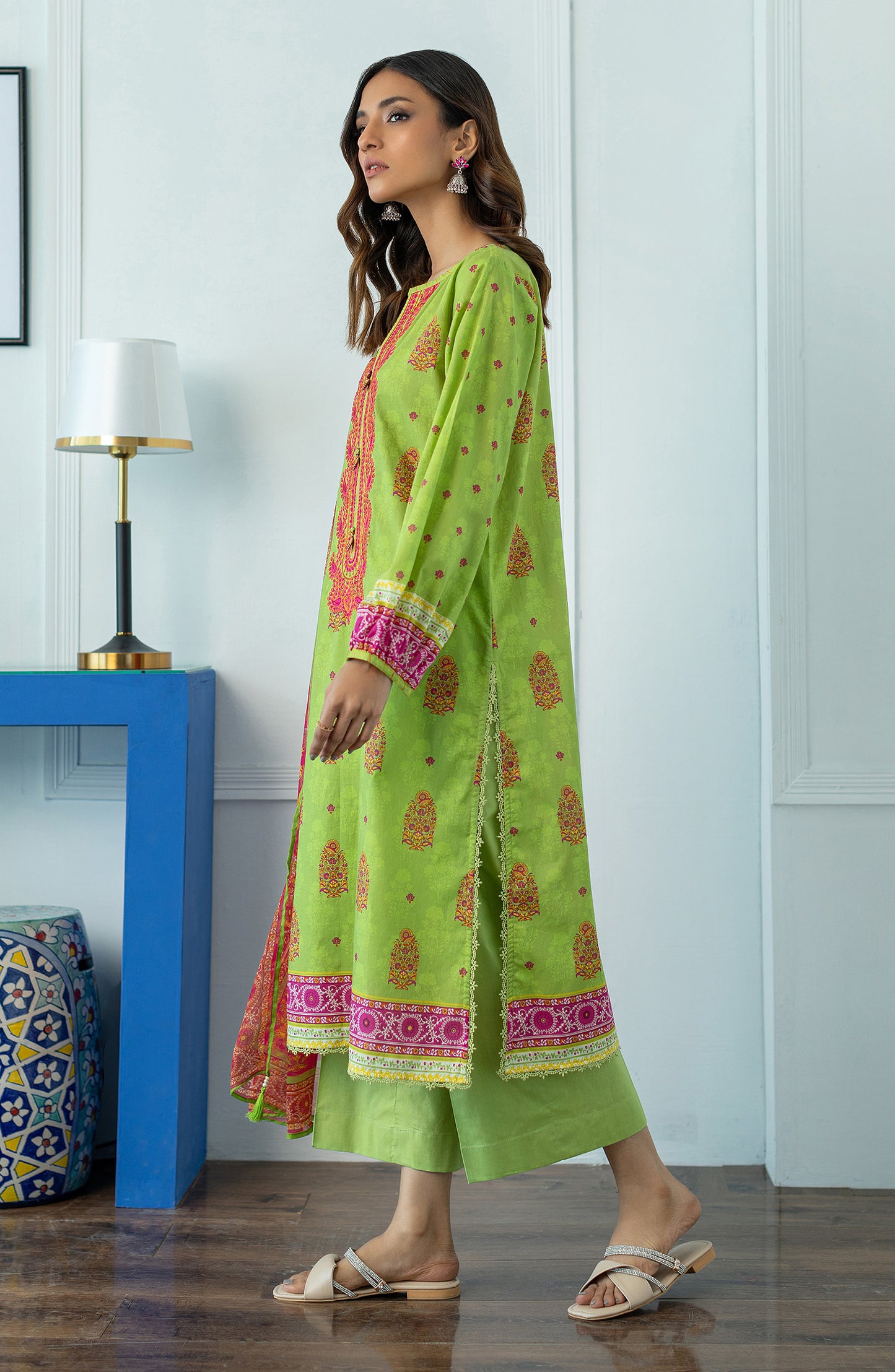 OTL-23-034/U GREEN LAWN  UNSTITCHED SHIRT DUPATTA PANTS