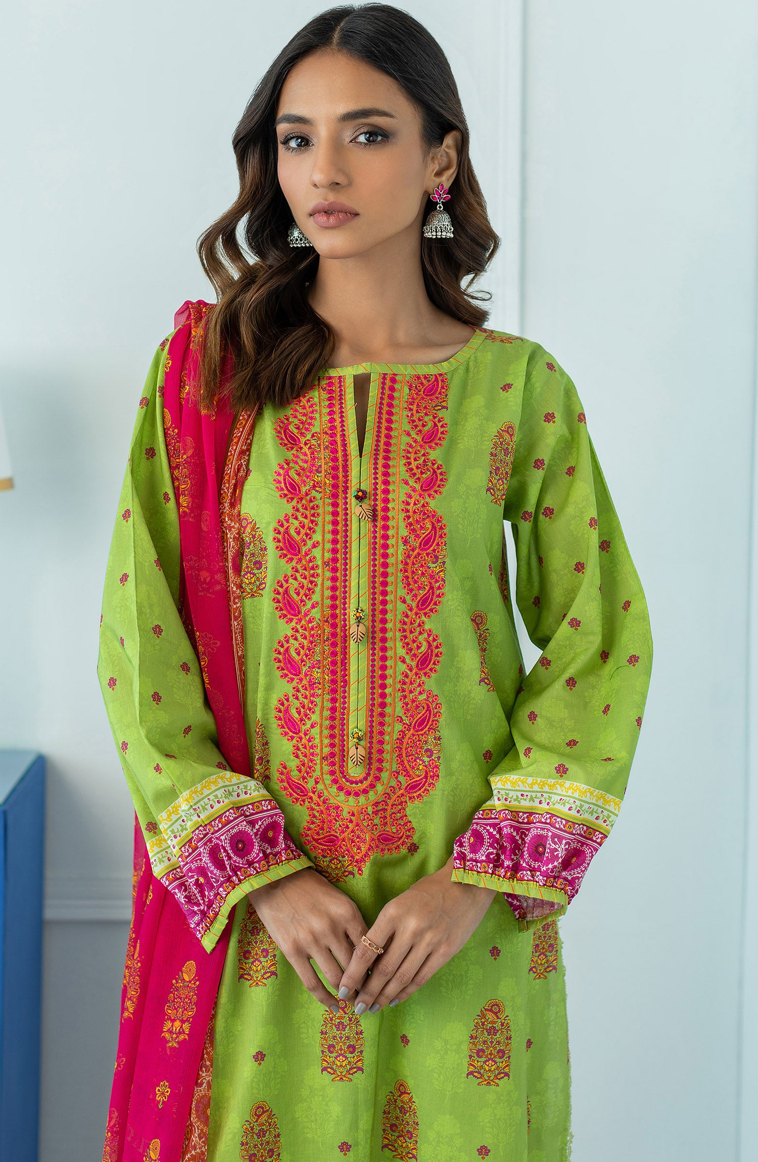 OTL-23-034/U GREEN LAWN  UNSTITCHED SHIRT DUPATTA PANTS