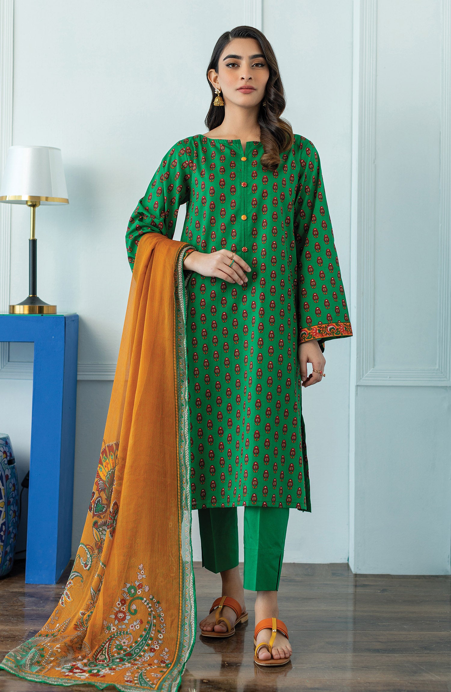 OTL-23-091/U GREEN LAWN  UNSTITCHED SHIRT DUPATTA PANTS