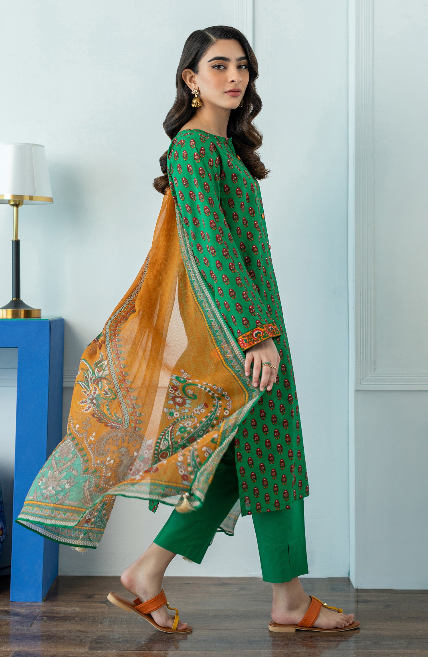 OTL-23-091/U GREEN LAWN  UNSTITCHED SHIRT DUPATTA PANTS
