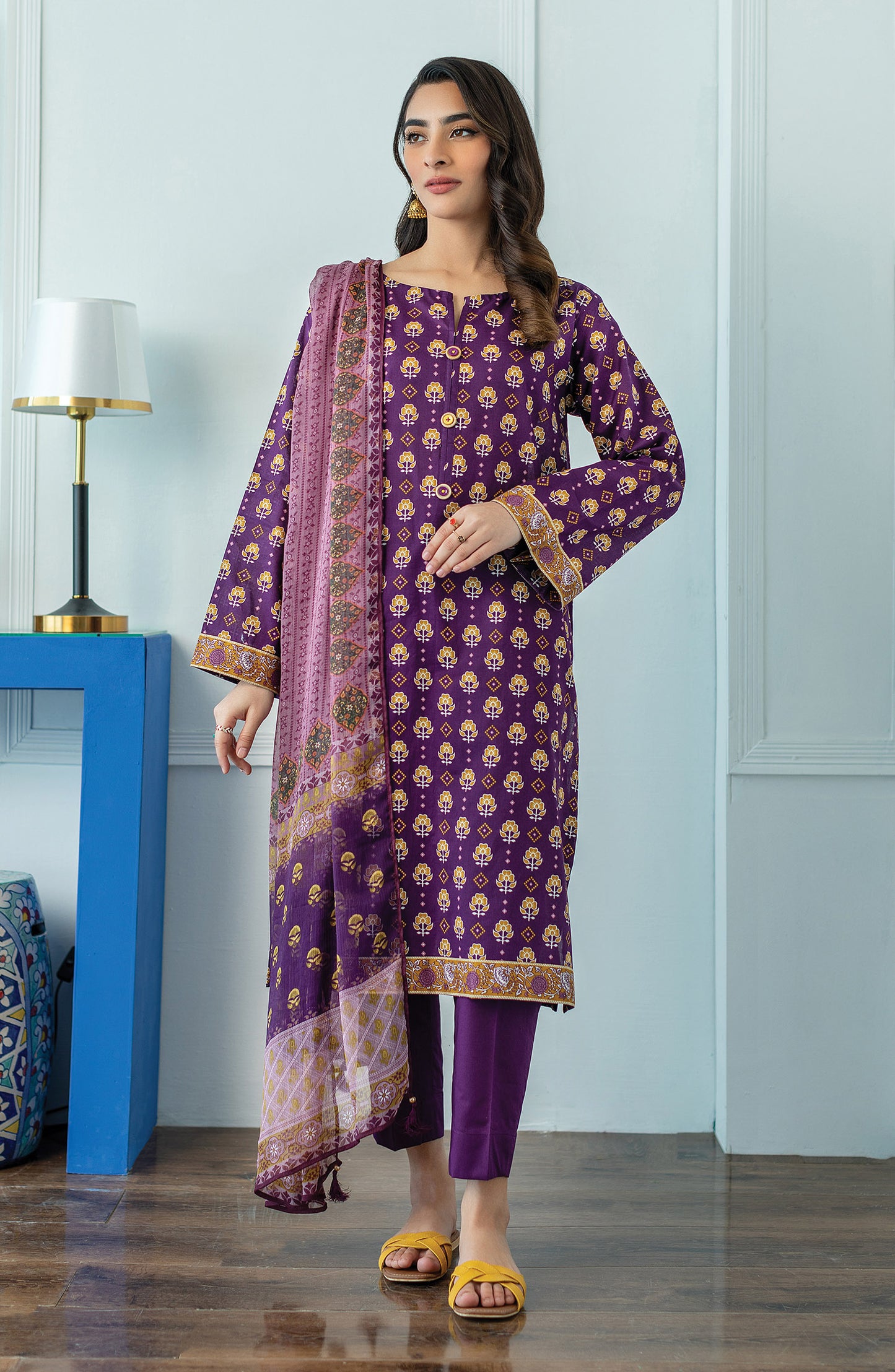 OTL-23-063/S PURPLE LAWN  READY TO WEAR SHIRT DUPATTA PANTS