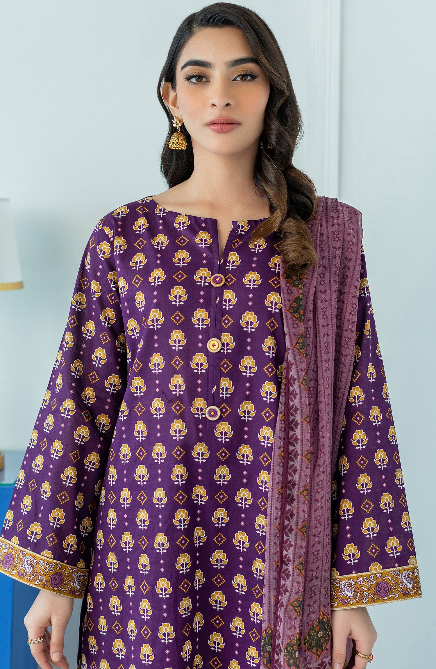 OTL-23-063/U PURPLE LAWN  UNSTITCHED SHIRT DUPATTA PANTS