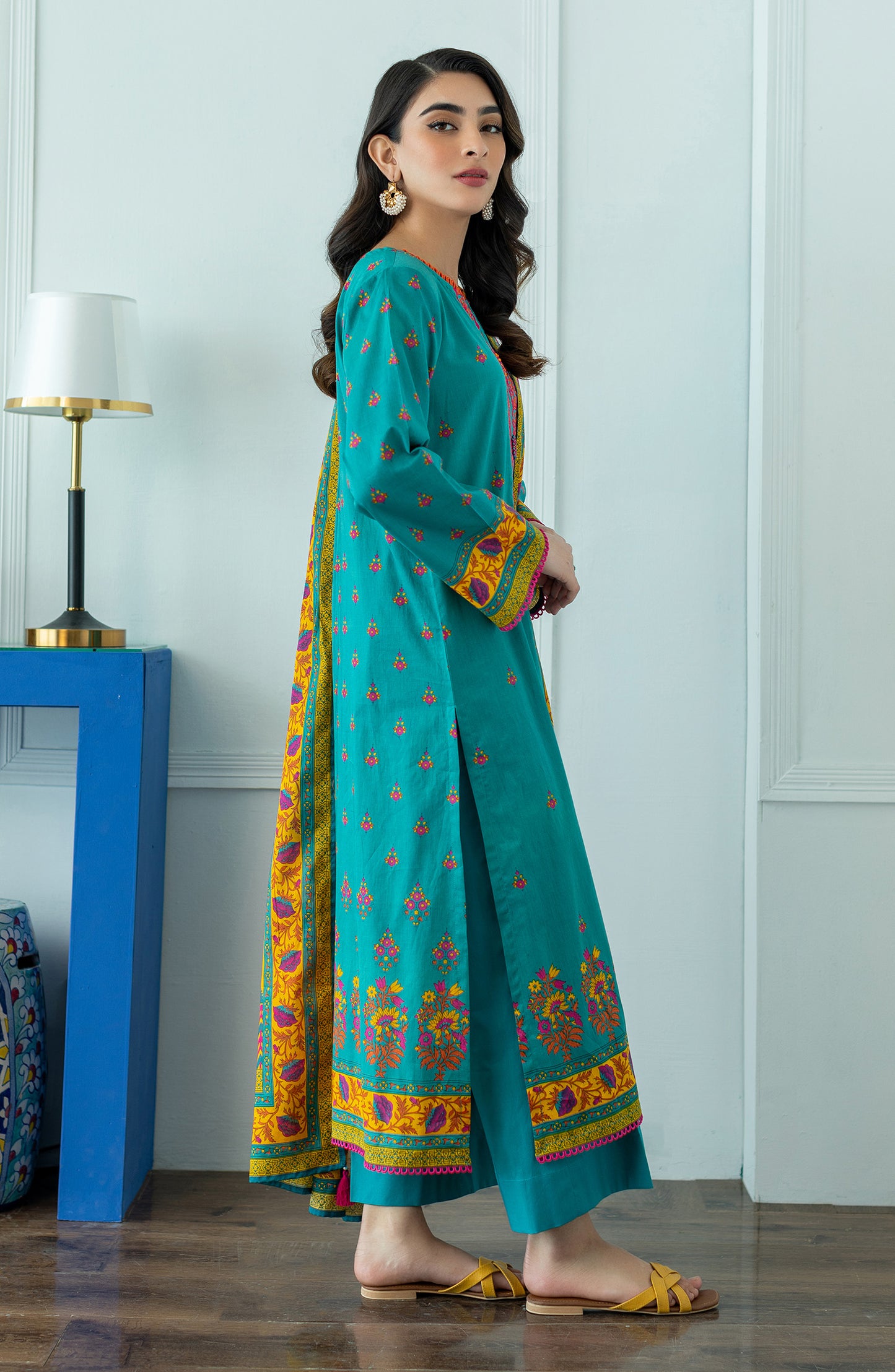OTL-23-050/U TEAL LAWN  UNSTITCHED SHIRT DUPATTA PANTS