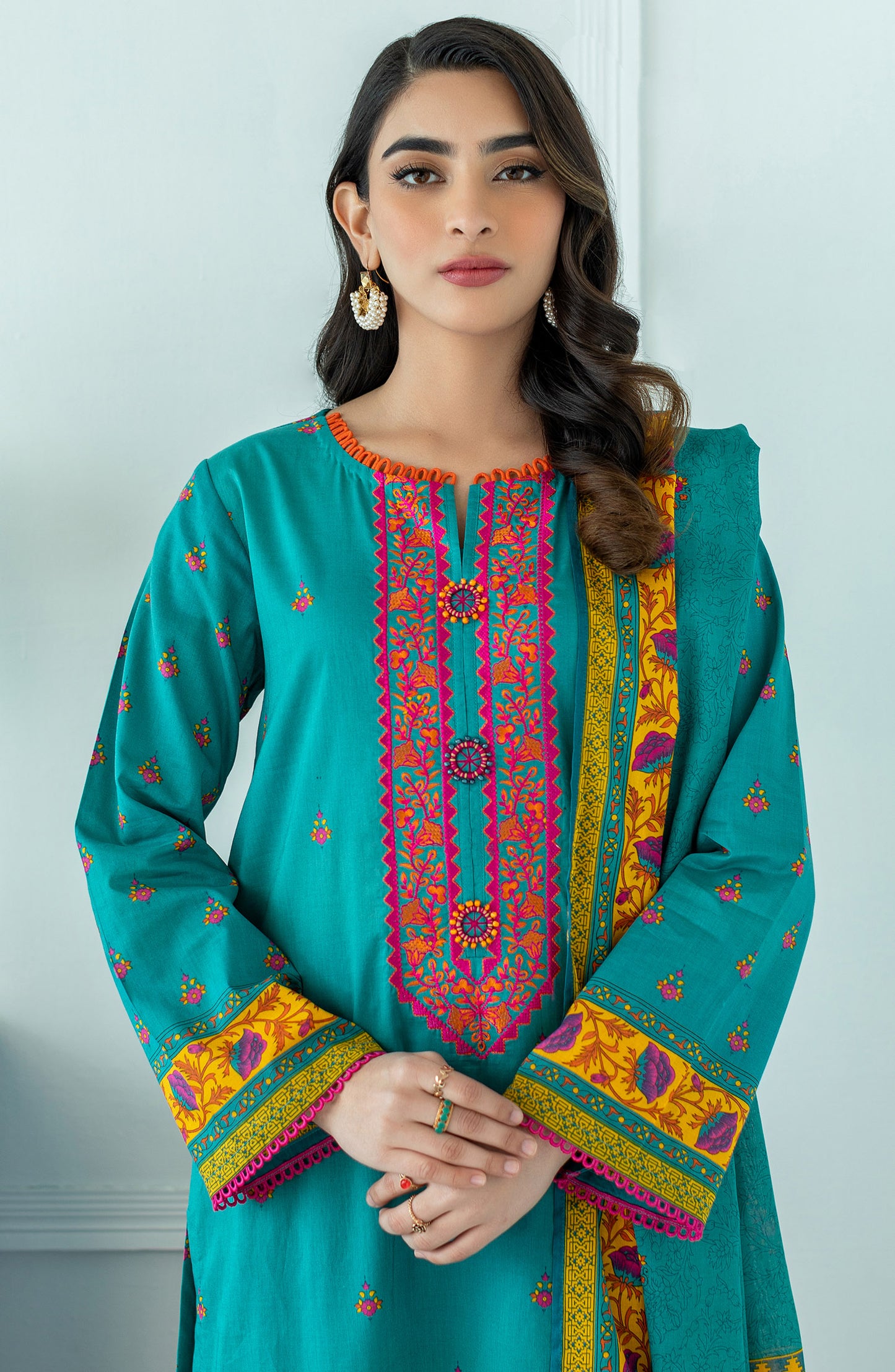 OTL-23-050/U TEAL LAWN  UNSTITCHED SHIRT DUPATTA PANTS