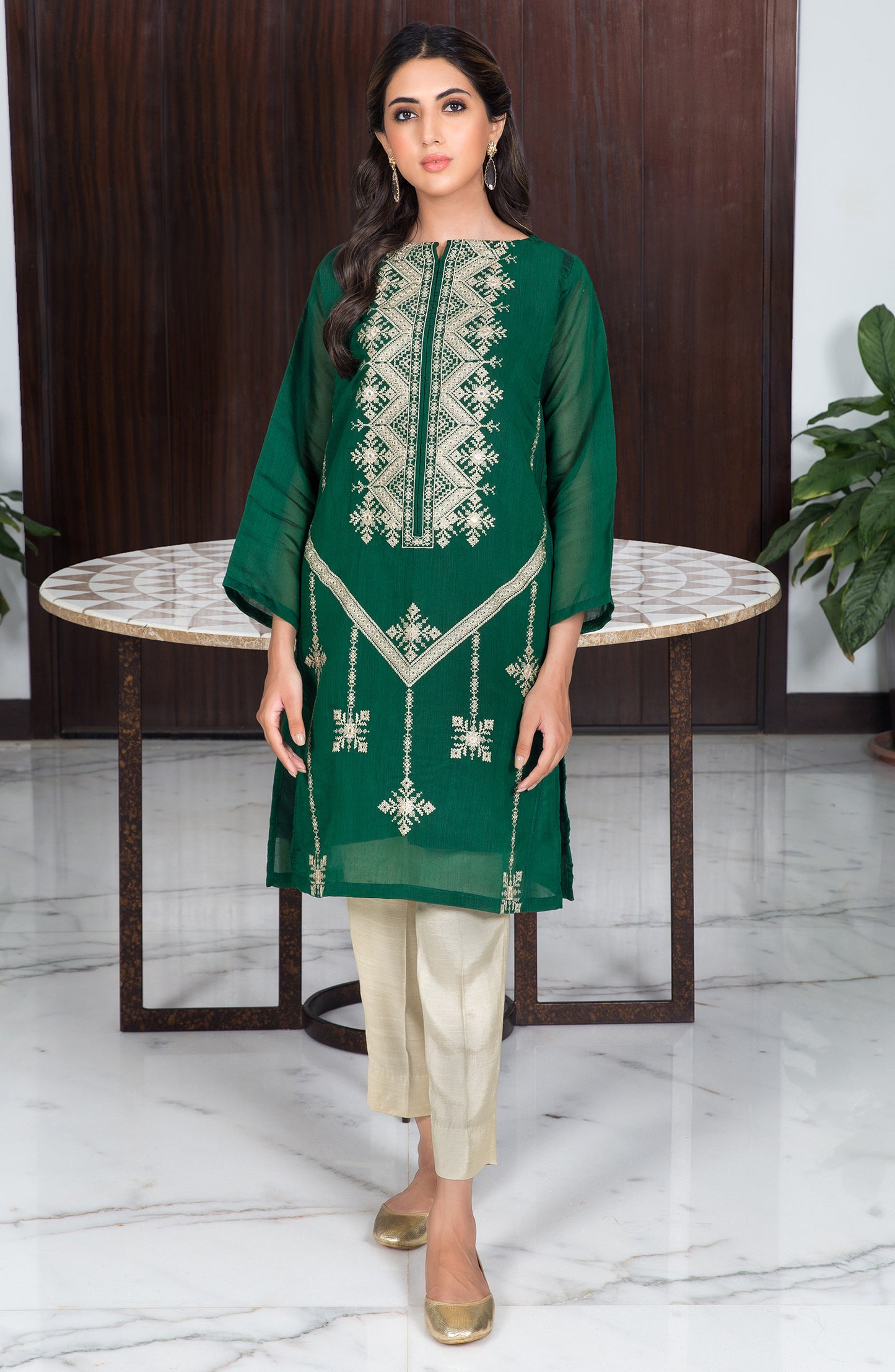 Stitched 1 Piece Embroidered Cotton Shirt