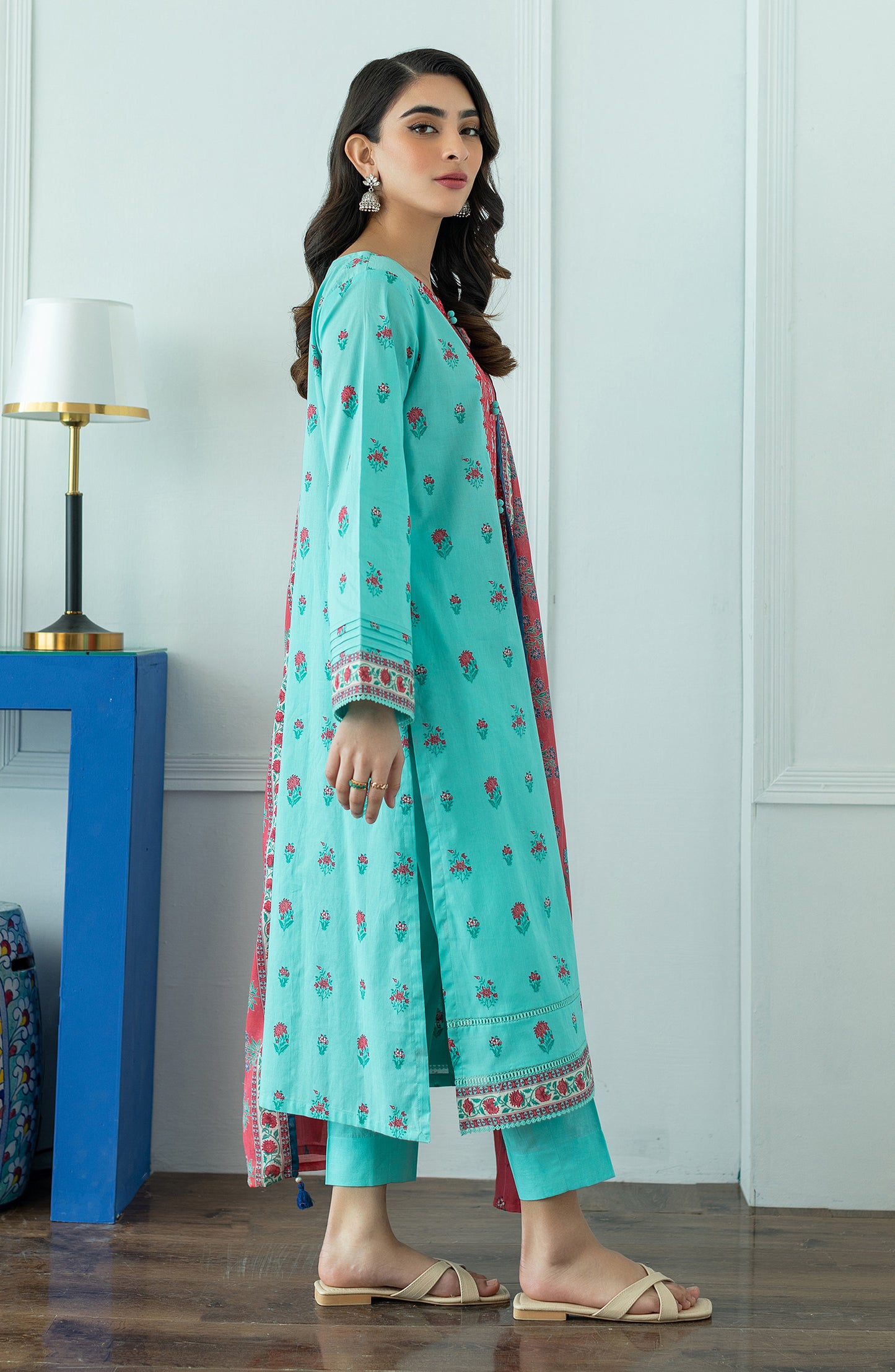 OTL-23-010/U L.BLUE LAWN  UNSTITCHED SHIRT DUPATTA PANTS
