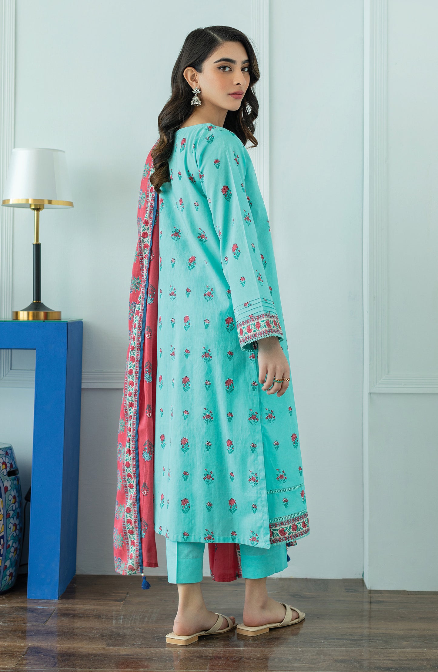 OTL-23-010/U L.BLUE LAWN  UNSTITCHED SHIRT DUPATTA PANTS