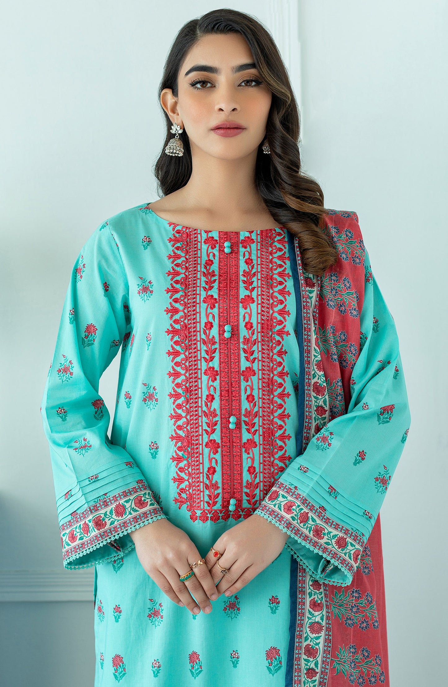 OTL-23-010/U L.BLUE LAWN  UNSTITCHED SHIRT DUPATTA PANTS