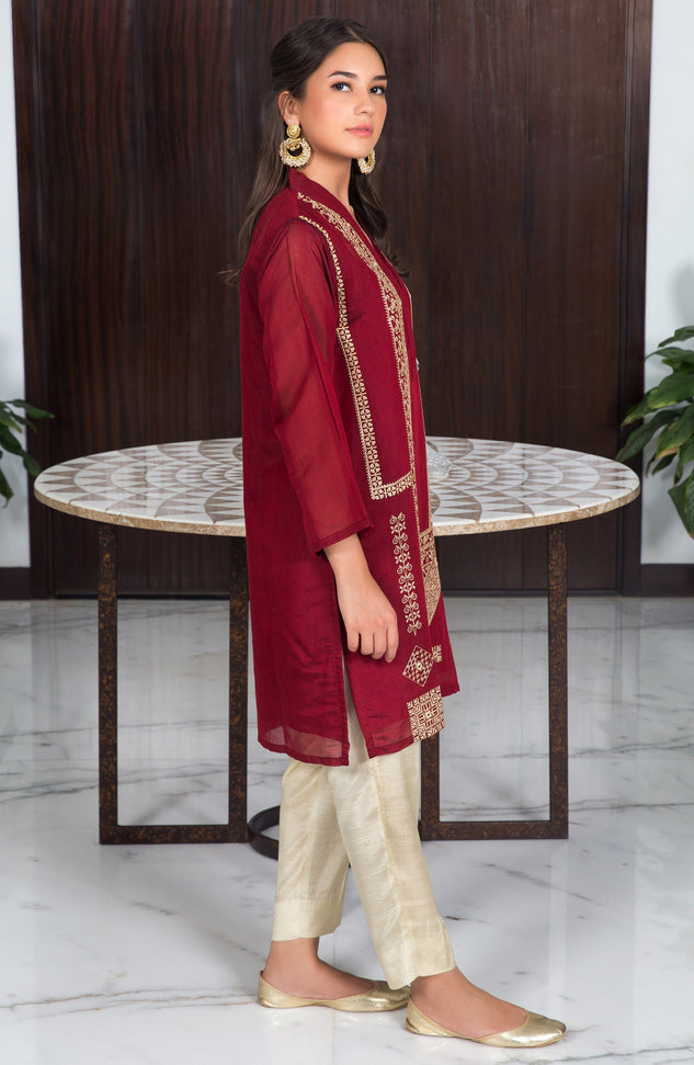 Stitched 1 Piece Embroidered Cotton Shirt