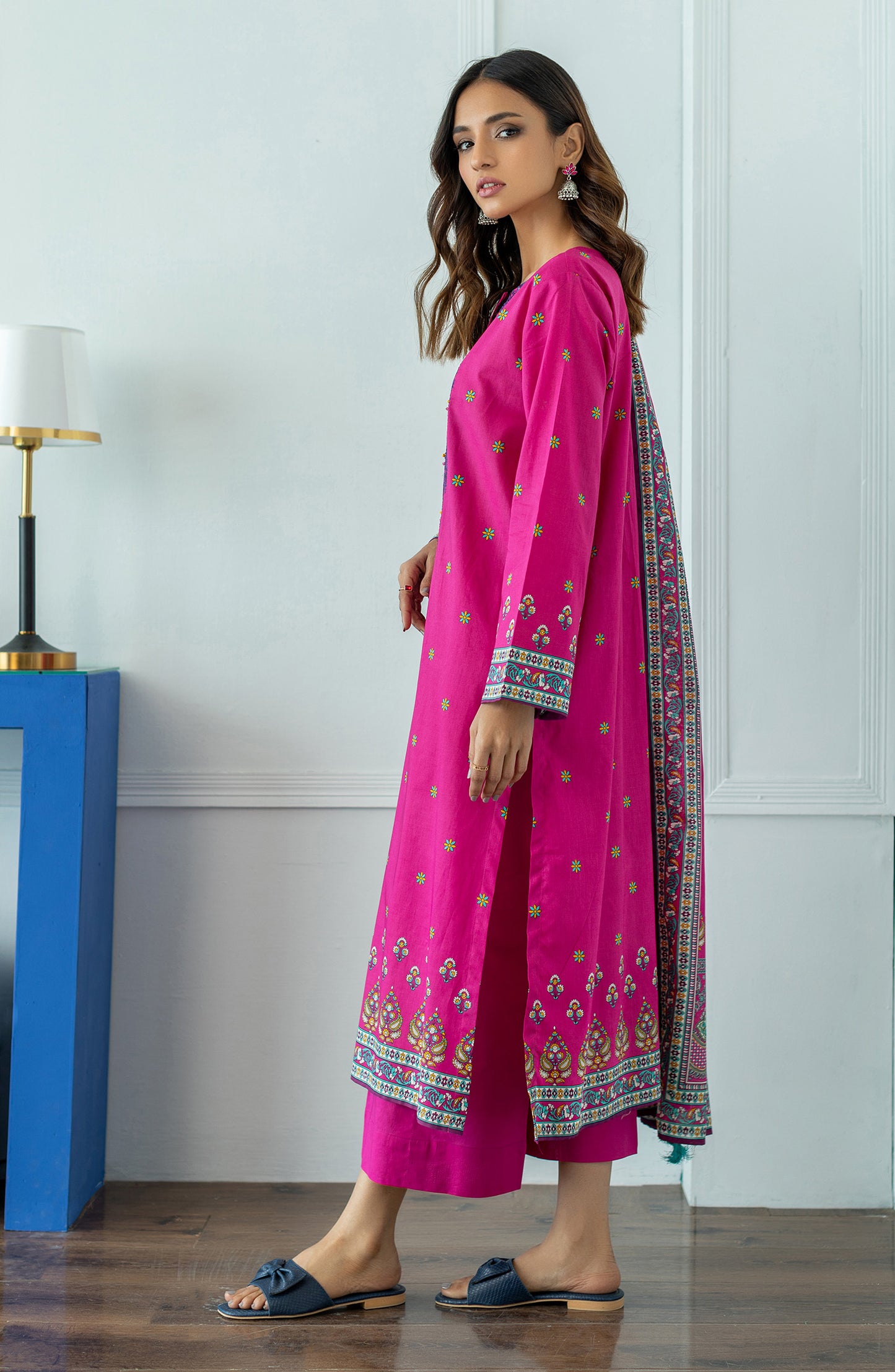 OTL-23-047/U PINK LAWN  UNSTITCHED SHIRT DUPATTA PANTS