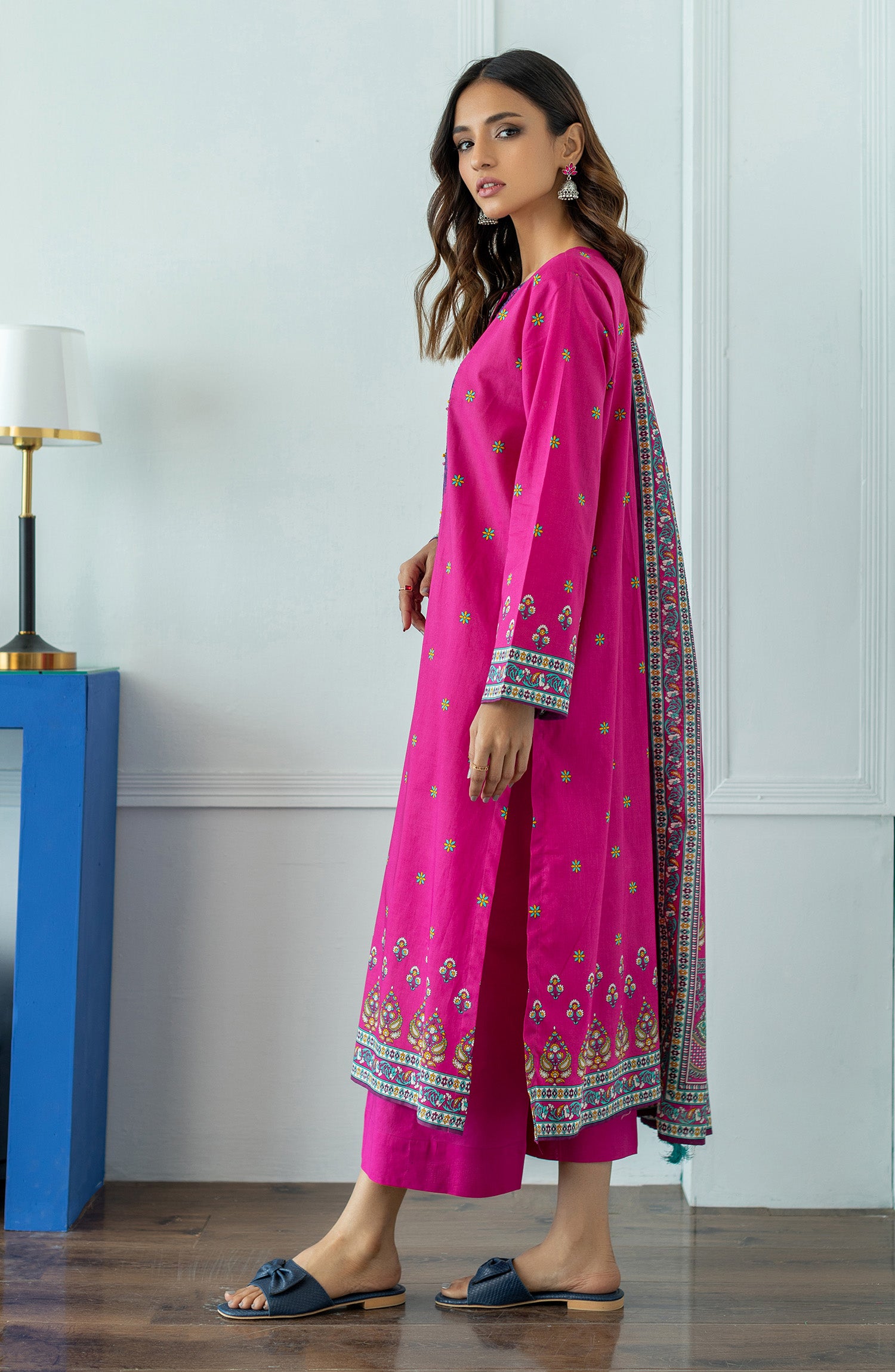 OTL-23-047/U PINK LAWN  UNSTITCHED SHIRT DUPATTA PANTS