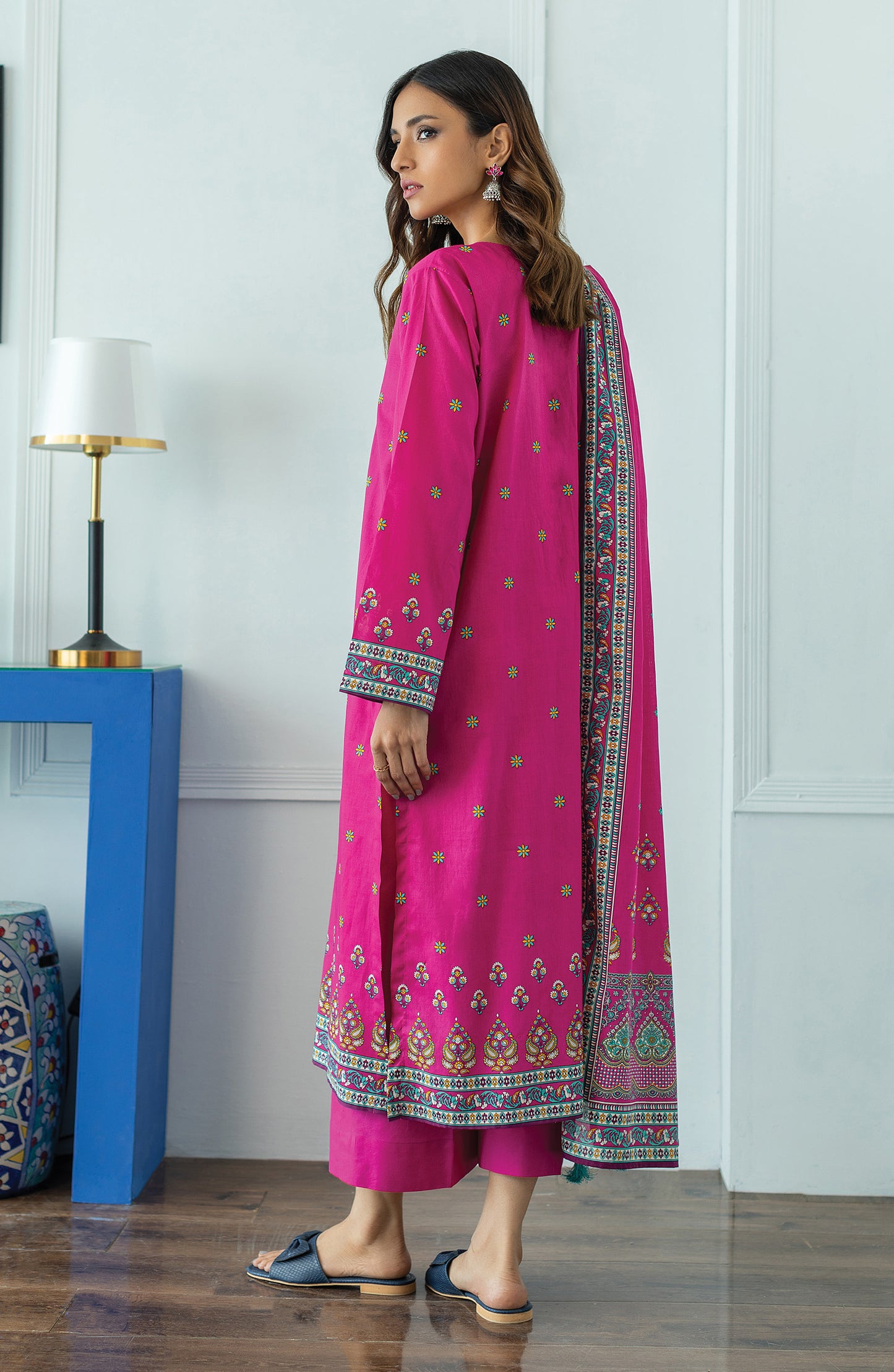 OTL-23-047/U PINK LAWN  UNSTITCHED SHIRT DUPATTA PANTS