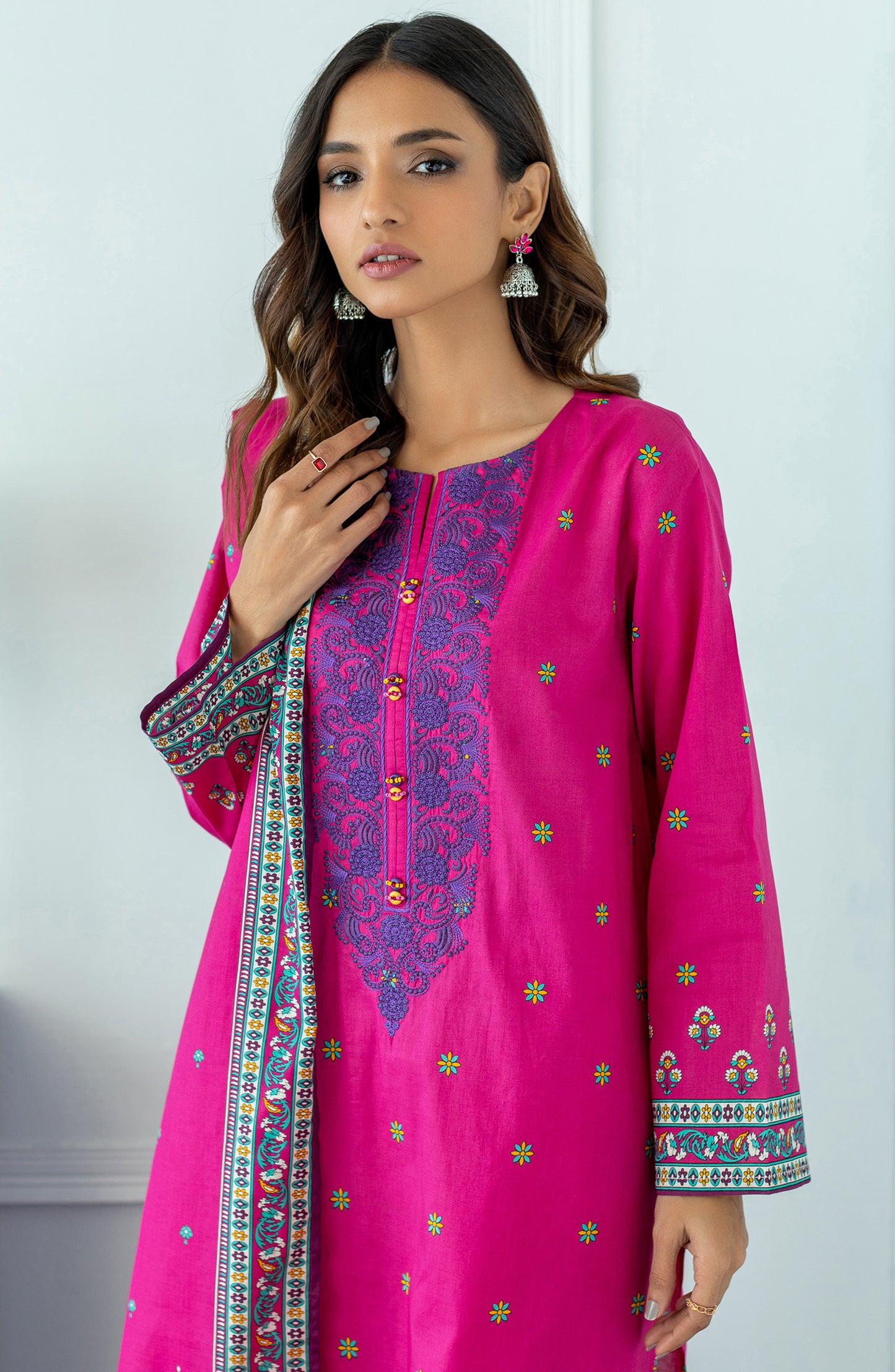 OTL-23-047/U PINK LAWN  UNSTITCHED SHIRT DUPATTA PANTS