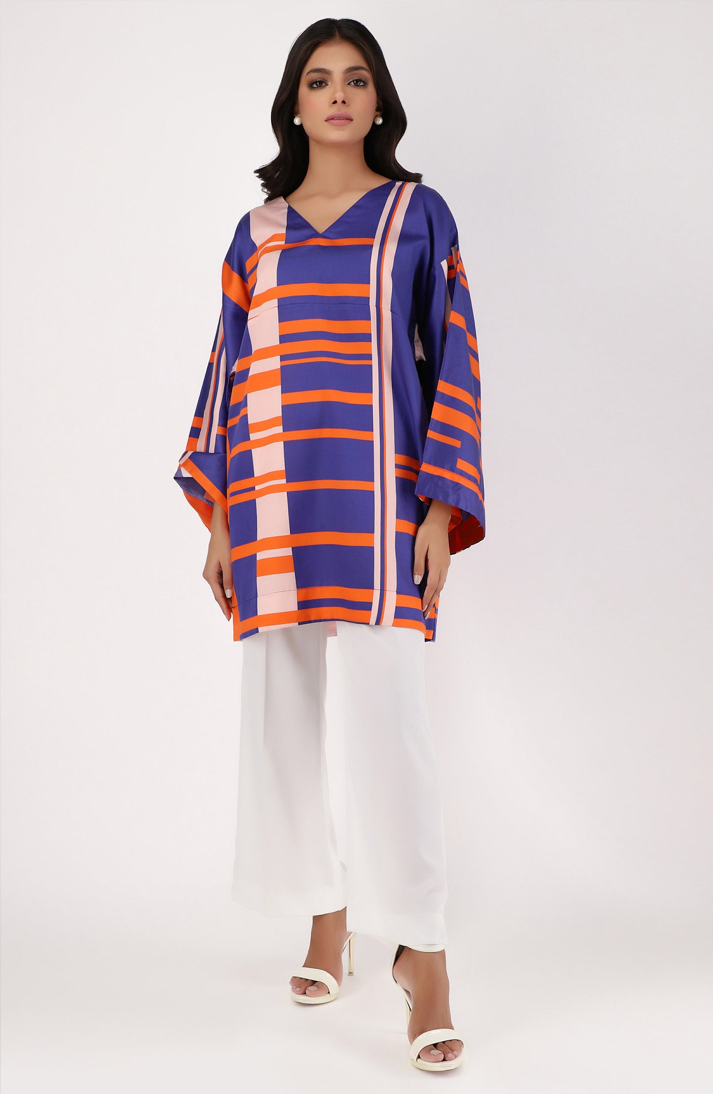 Stitched 1 Piece Printed Cotton Satin Shirt (NRD-086)