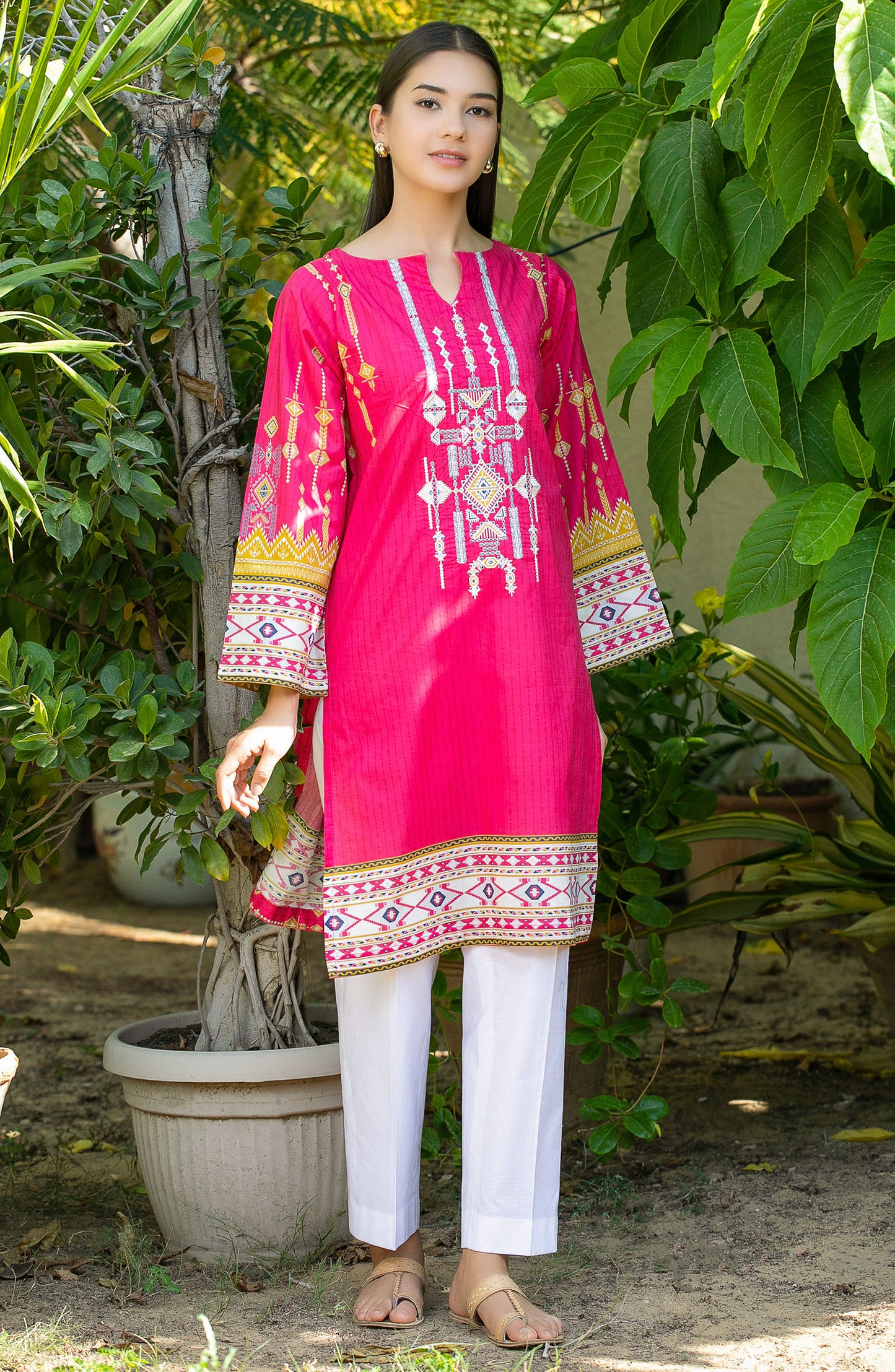 Stitched 1 Piece Embroidered Cambric Shirt