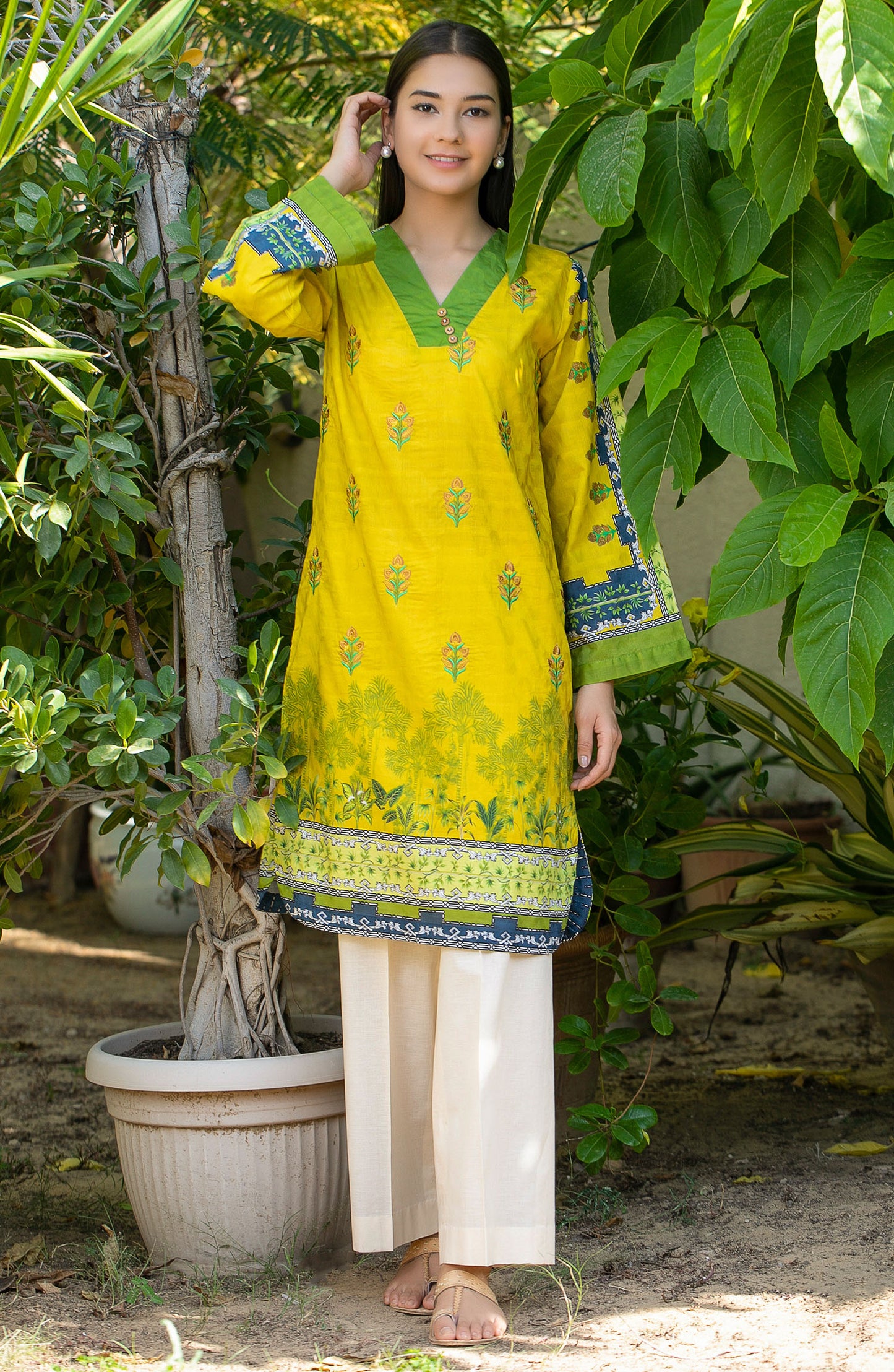 Stitched 1 Piece Embroidered Jacquard Shirt