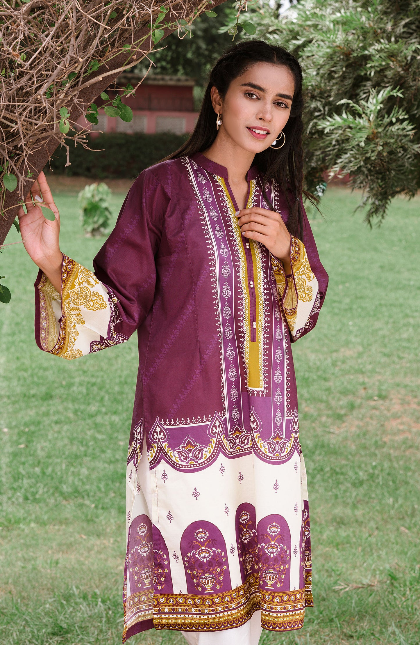 Unstitched 1 Piece Printed Lawn Shirt (NRD-357 PURPLE)