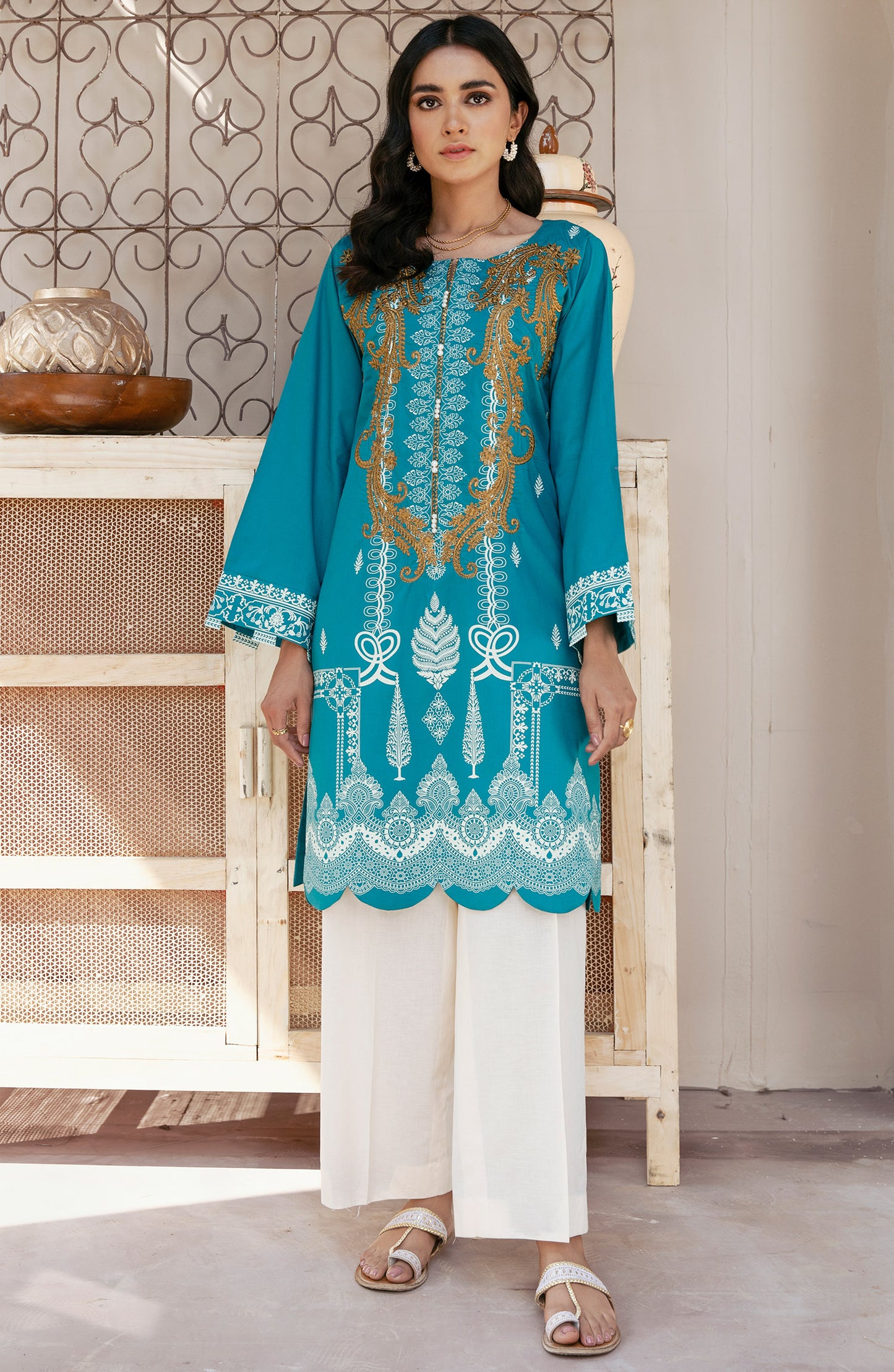 Stitched 1 Piece Embroidered Cambric Shirt