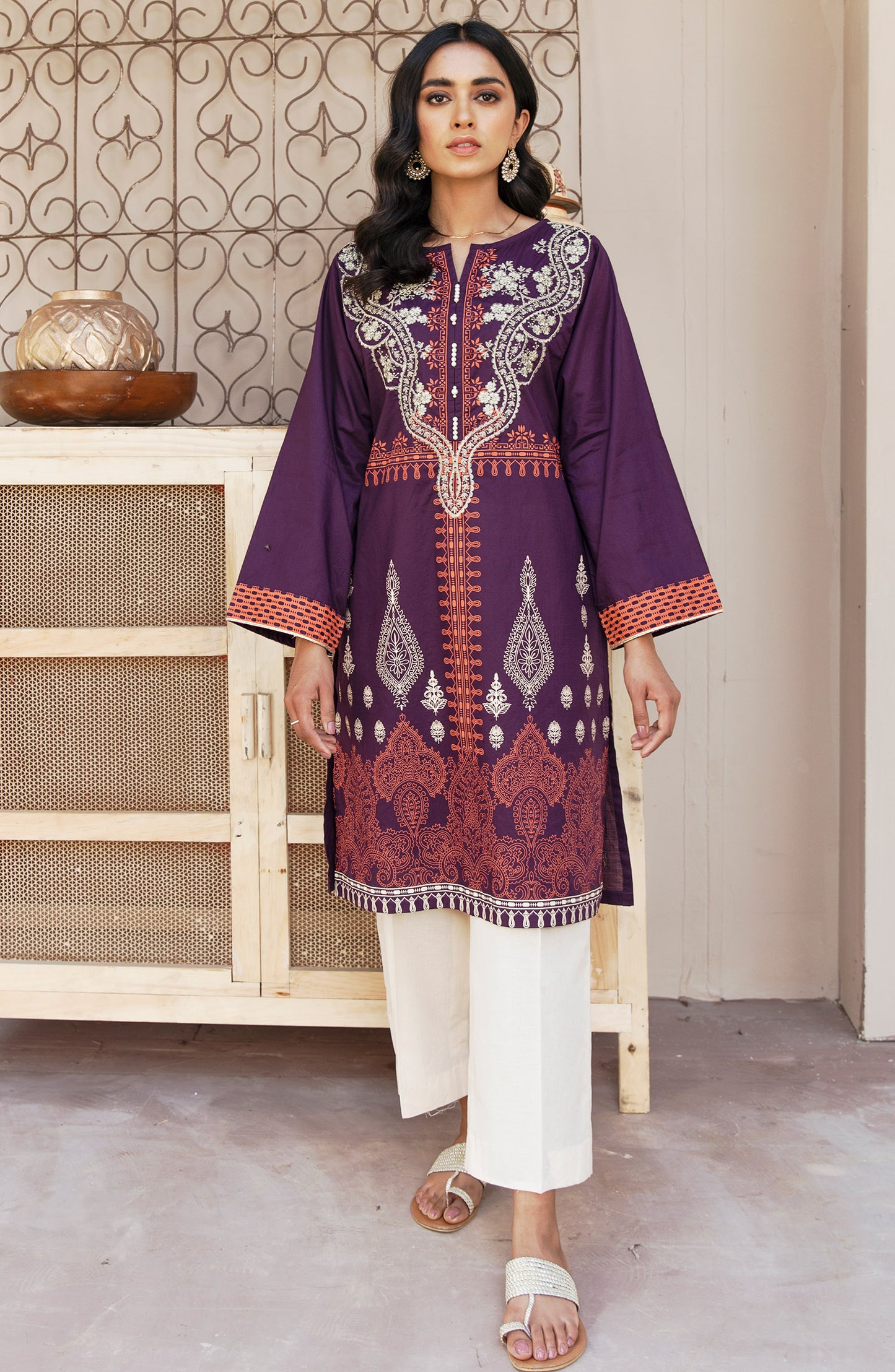 Stitched 1 Piece Embroidered Cambric Shirt