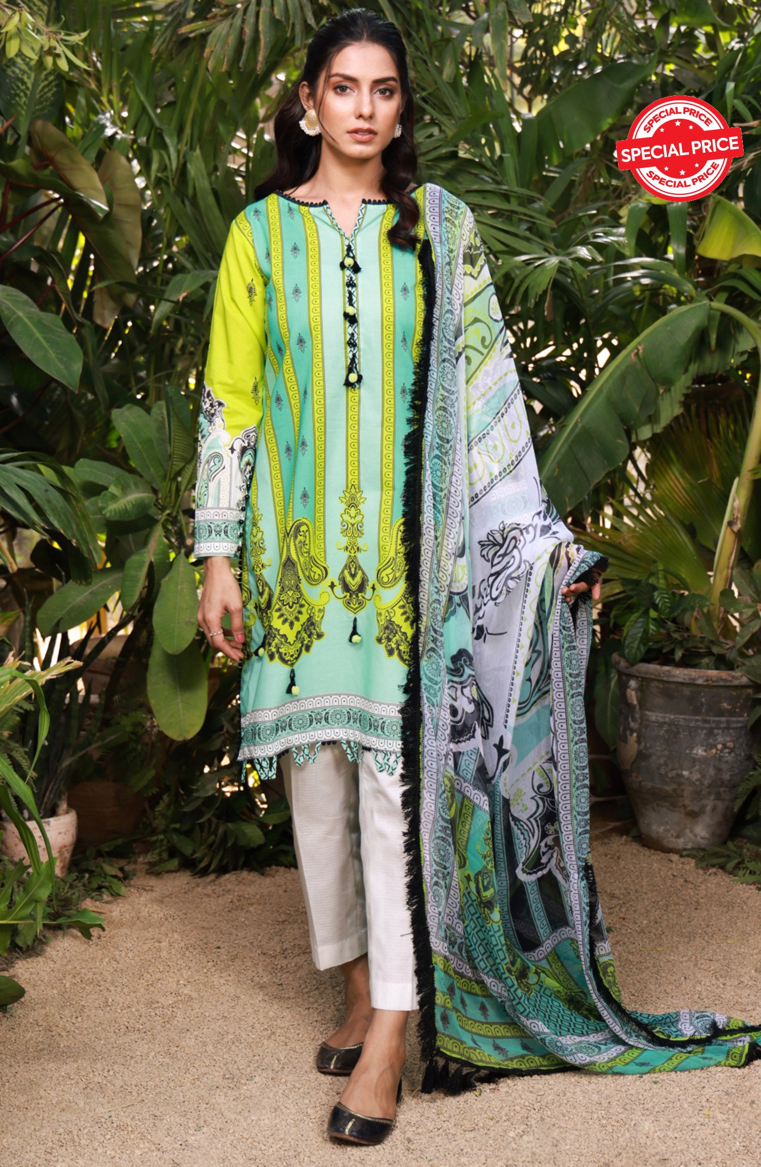 NRDS-21-402/U SKY BLUE LAWN  UNSTITCHED SHIRT DUPATTA