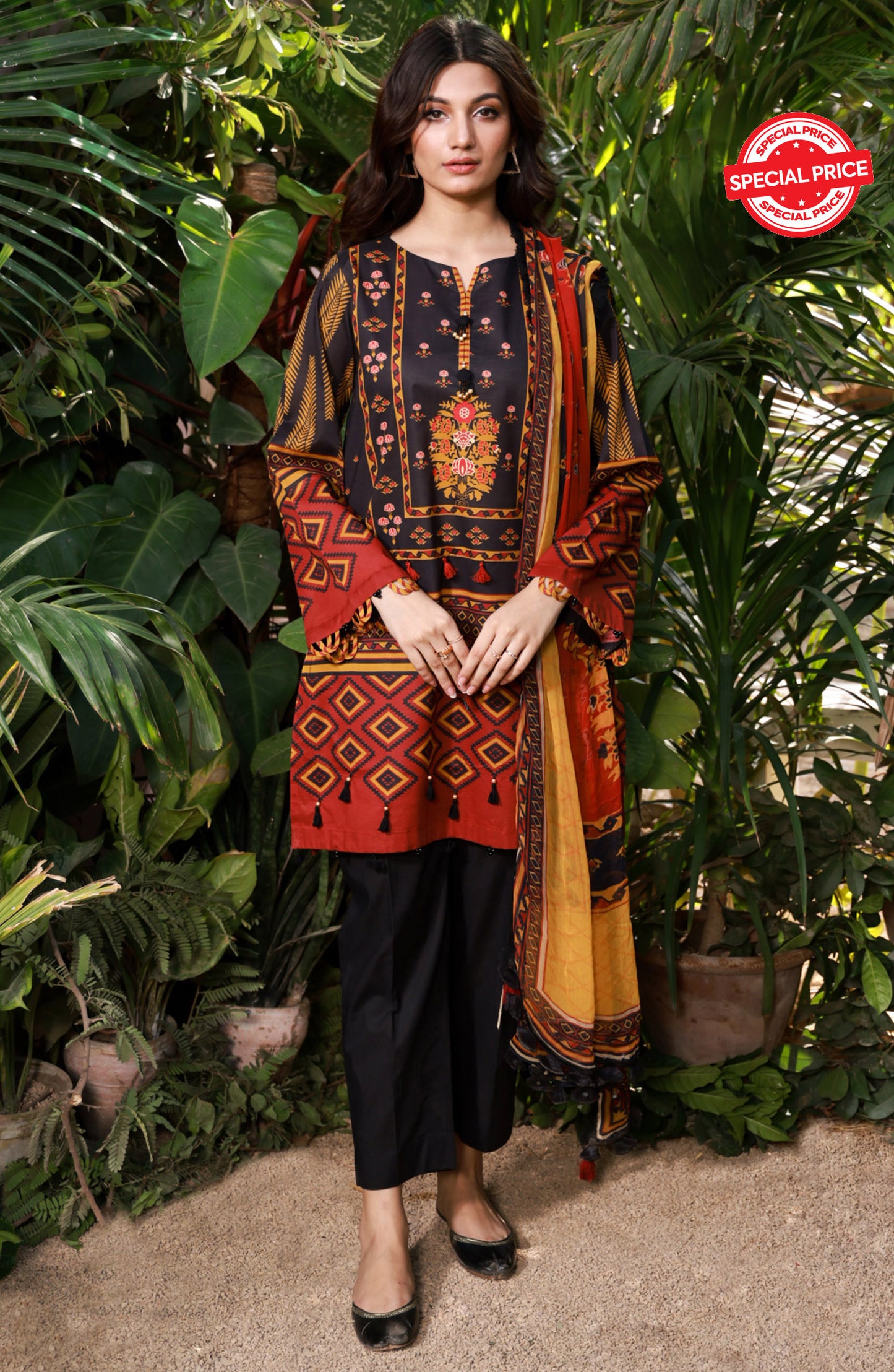 NRDS-21-406/U BLACK LAWN  UNSTITCHED SHIRT DUPATTA